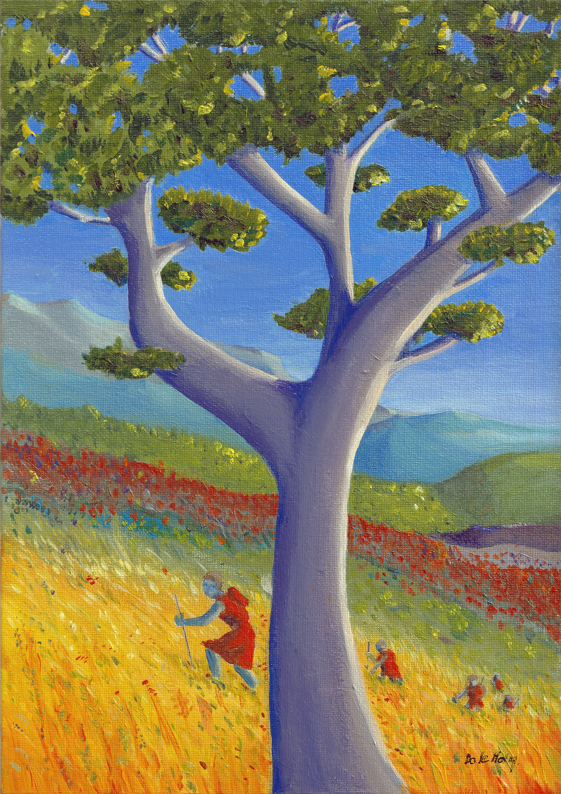 Arbre de Liberté A4 Huile sur carton entoilé