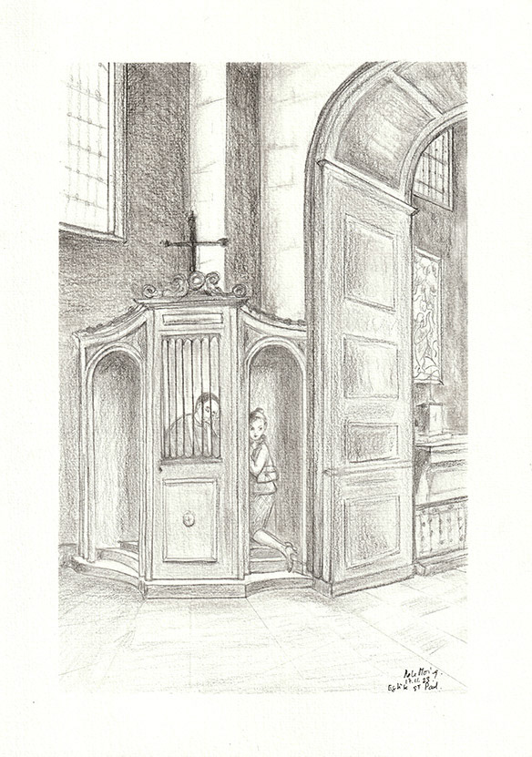 Confessionnal St Paul A4 graphite sur papier
