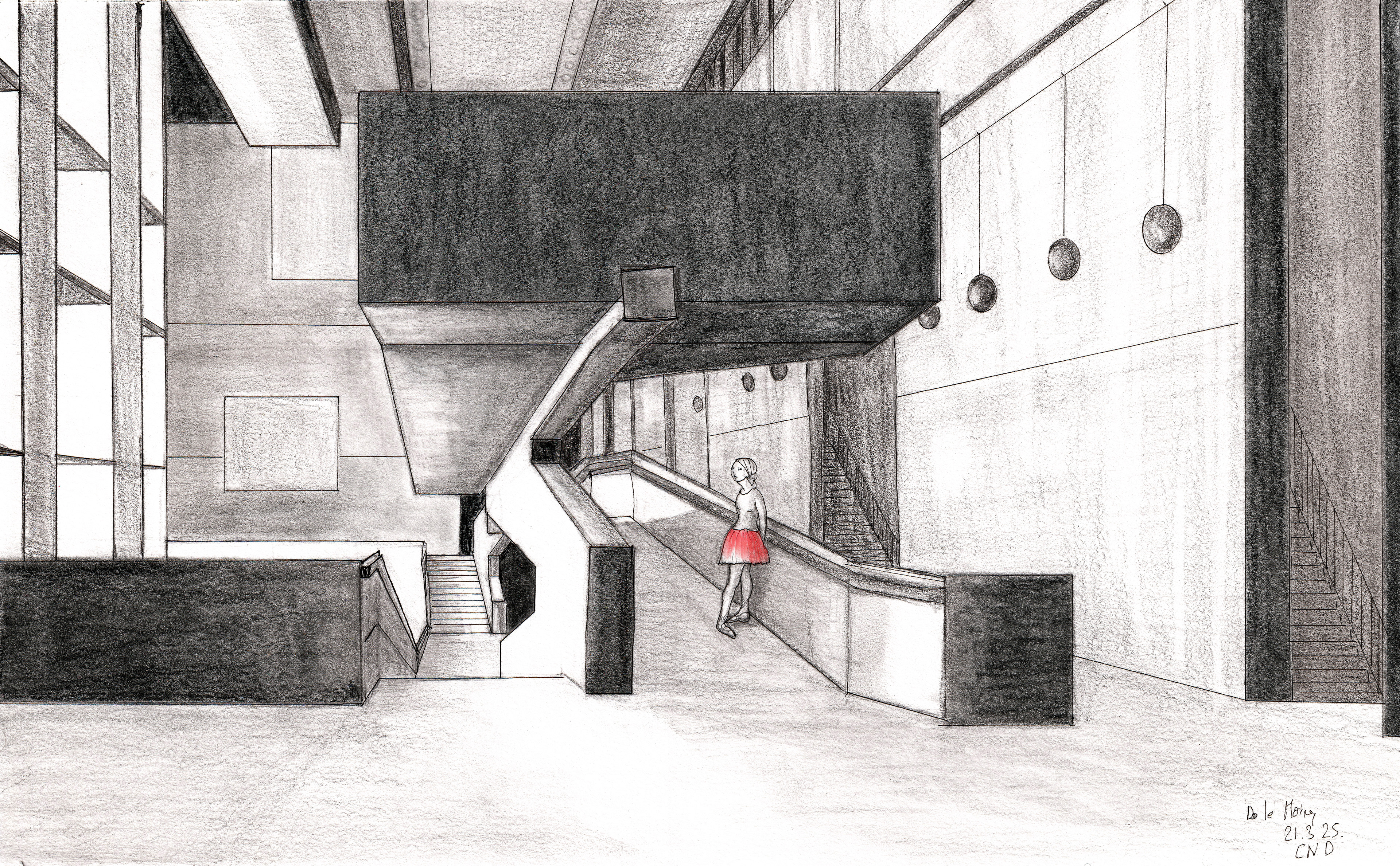 La petite danseuse du CND A3 graphite, encre, et aquarelle sur papier