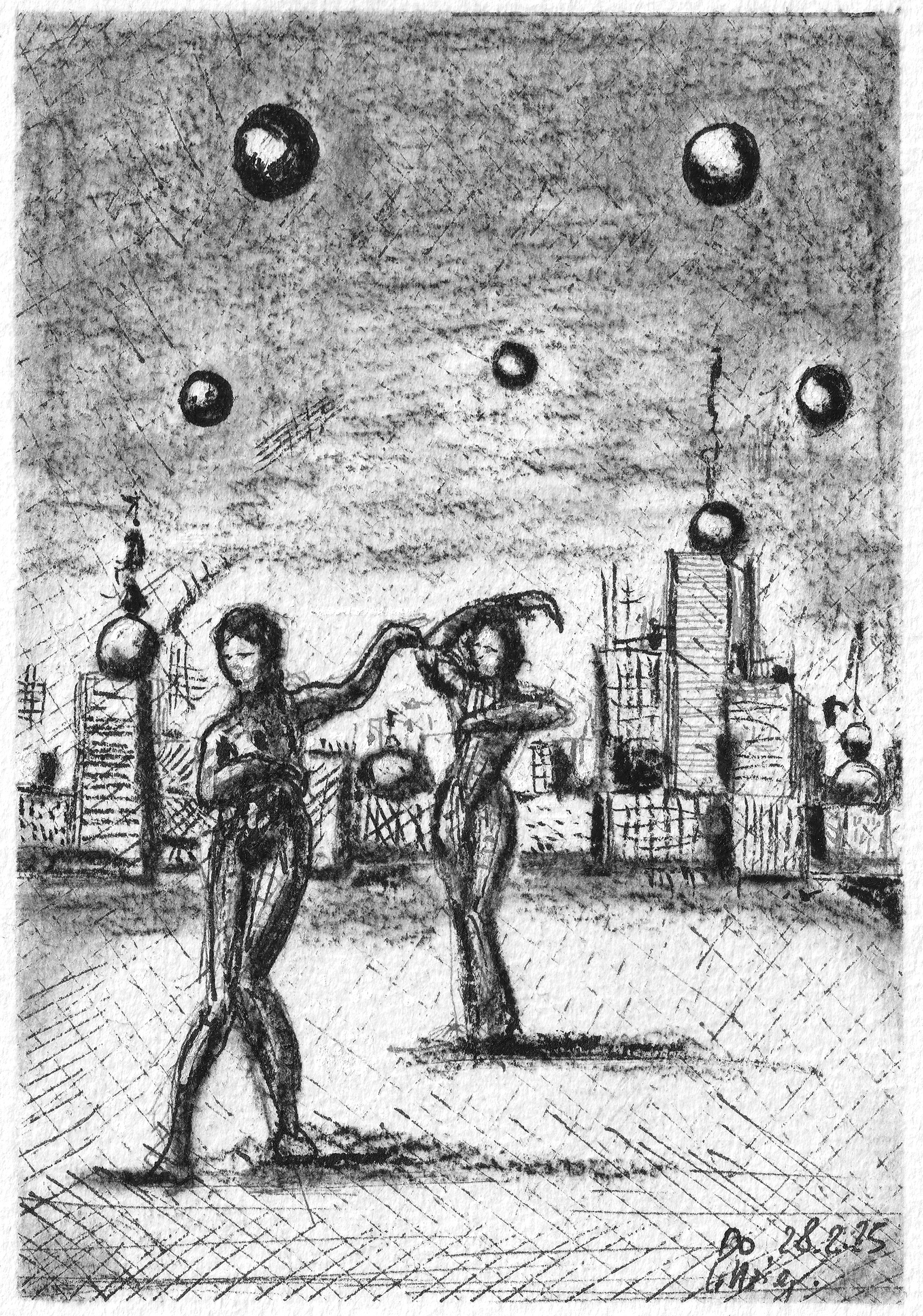 Danse urbaine 15x18 encre sur papier