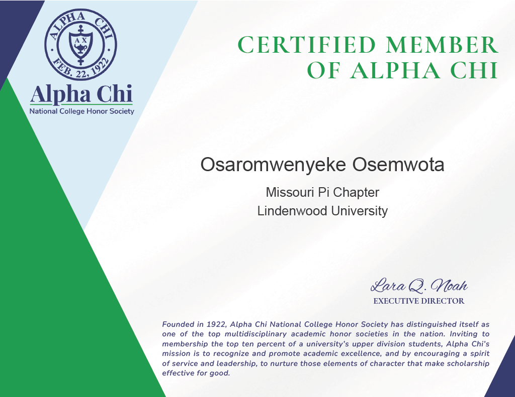 Alpha Chi National College Honor Society Digital Credentials