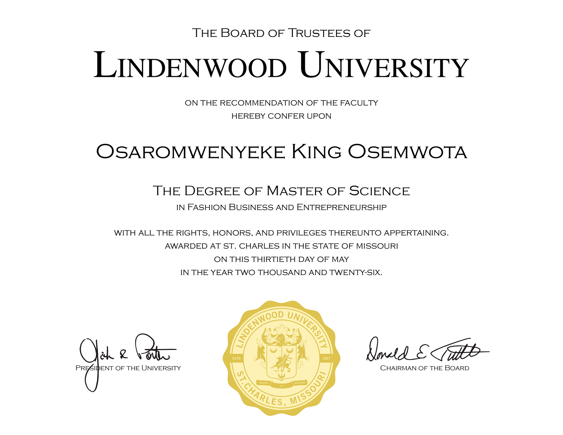 Master of Science Fashion Business & Entrepreneurship Digital Credentials