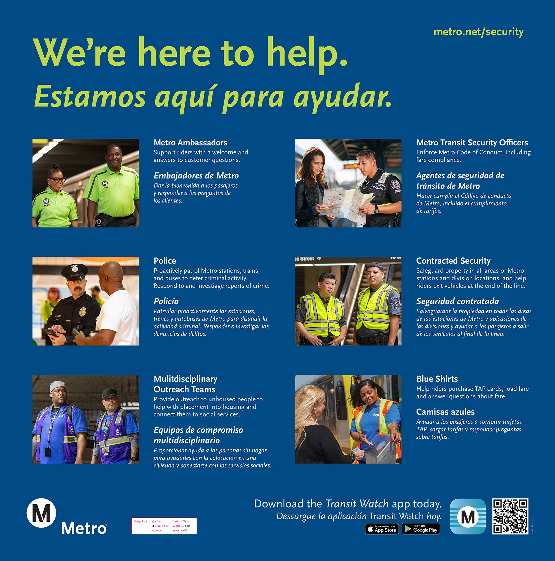 LA Metro Safety Employee Key Station Poster 2023 / *Design by Metro designer / *Ambassador photo by Steven Esperanza