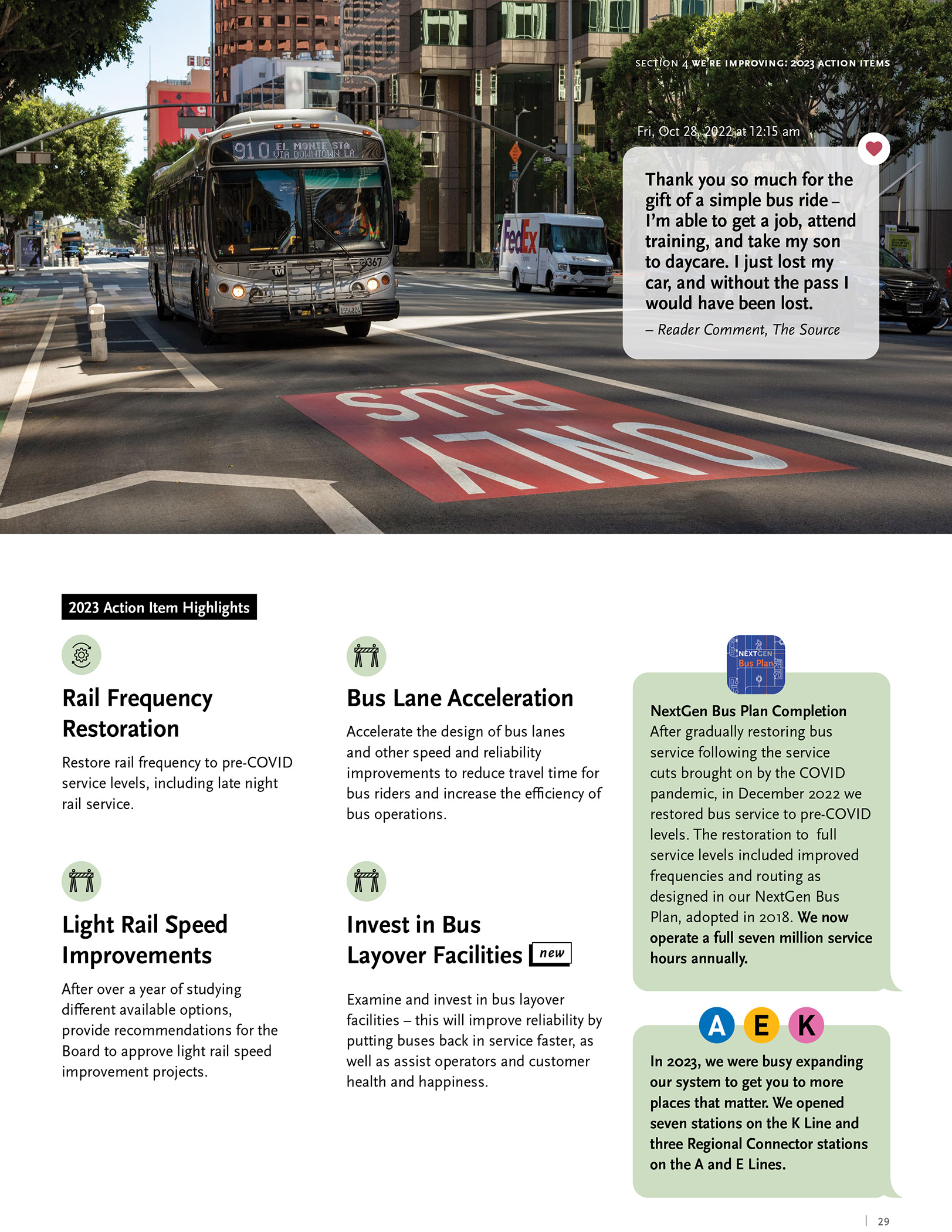 LA Metro 2023 CX Plan, page 35 / *Design by Metro designer