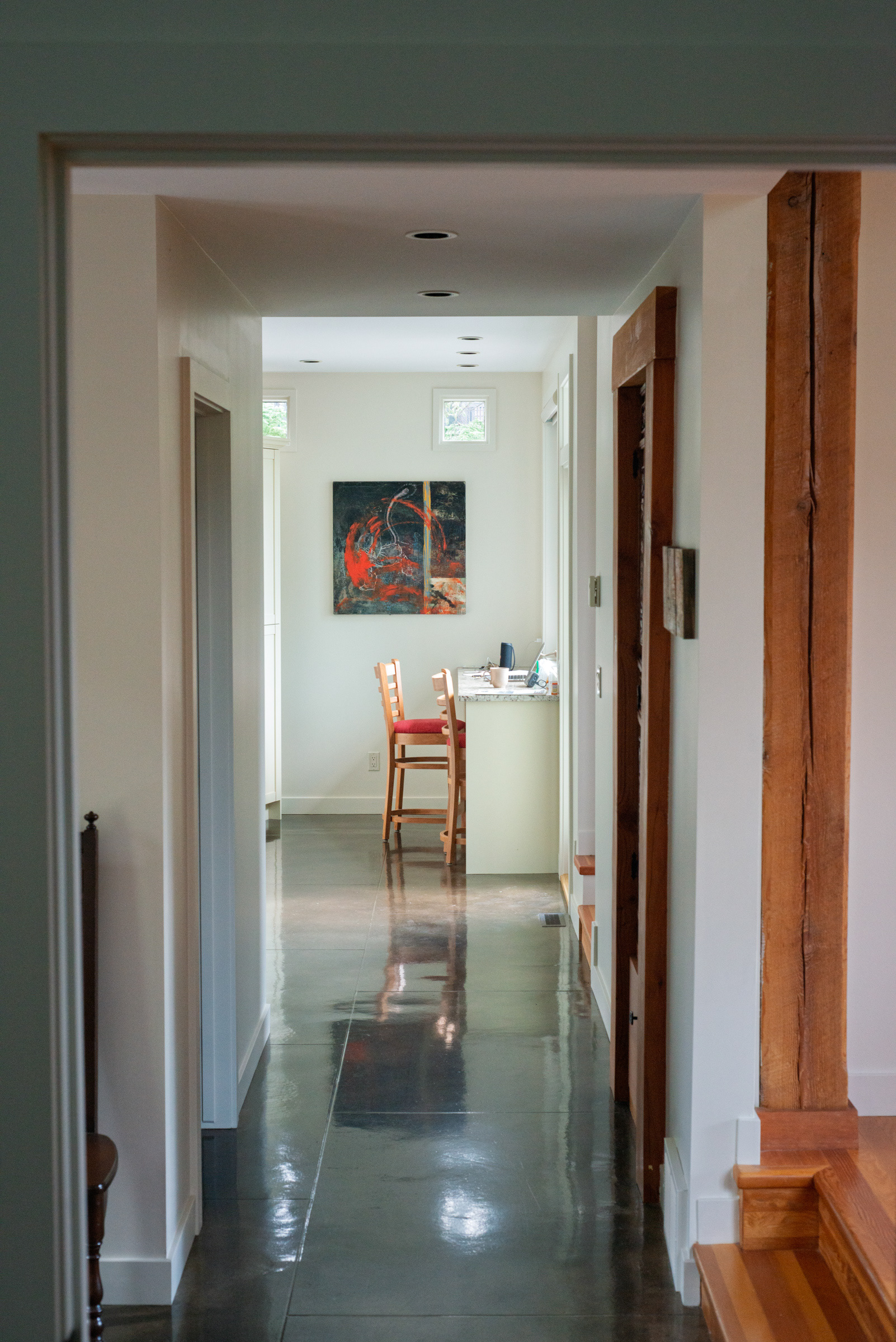 Freshly painted interior walls and trim with clean edges in a Canmore home