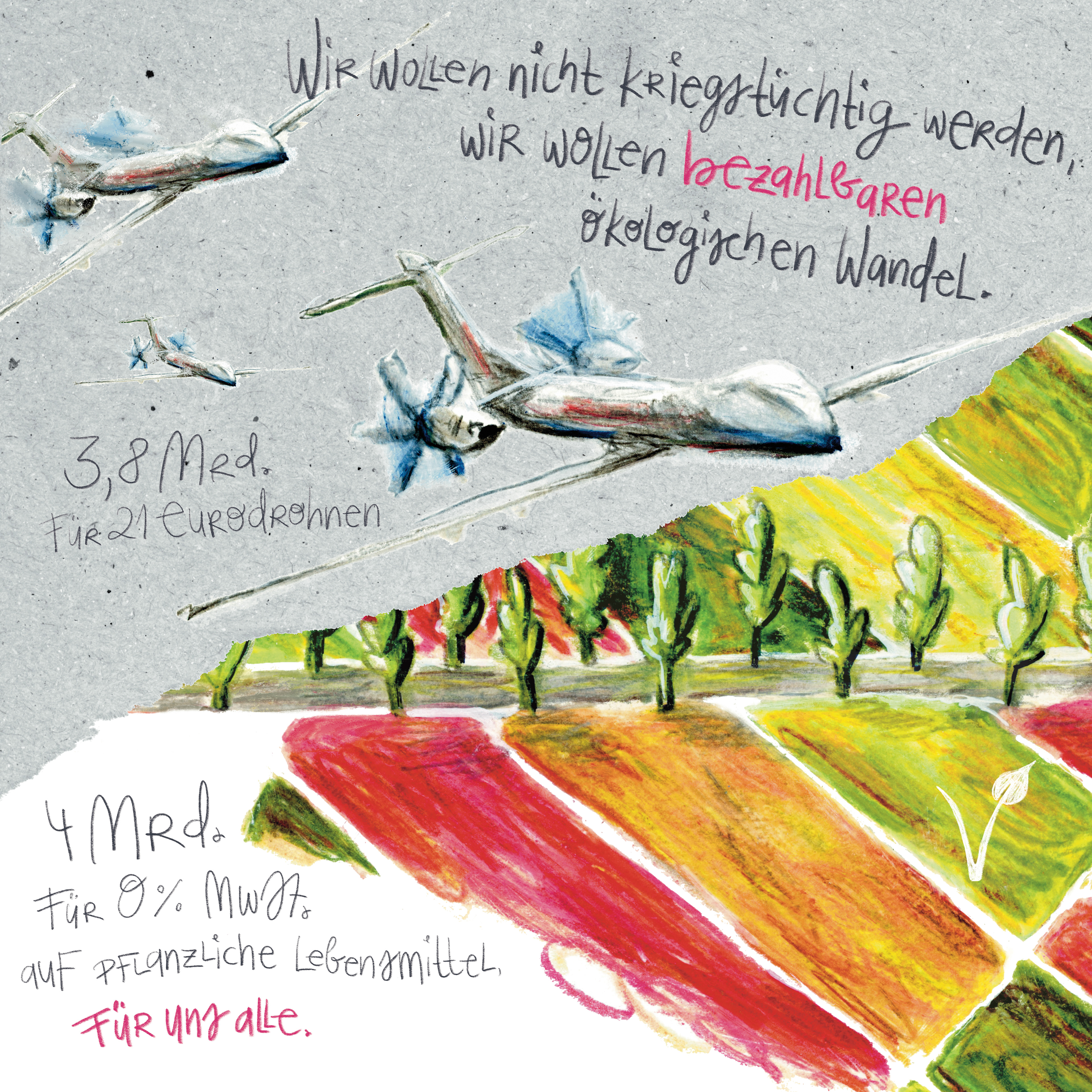 eine von sechs Illustrationen für die Rosaluxemburg Stiftung