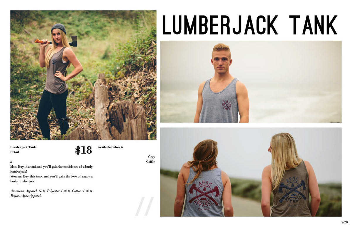 Apoc Apparel spring 2013 lookbook page layout design San Luis obispo