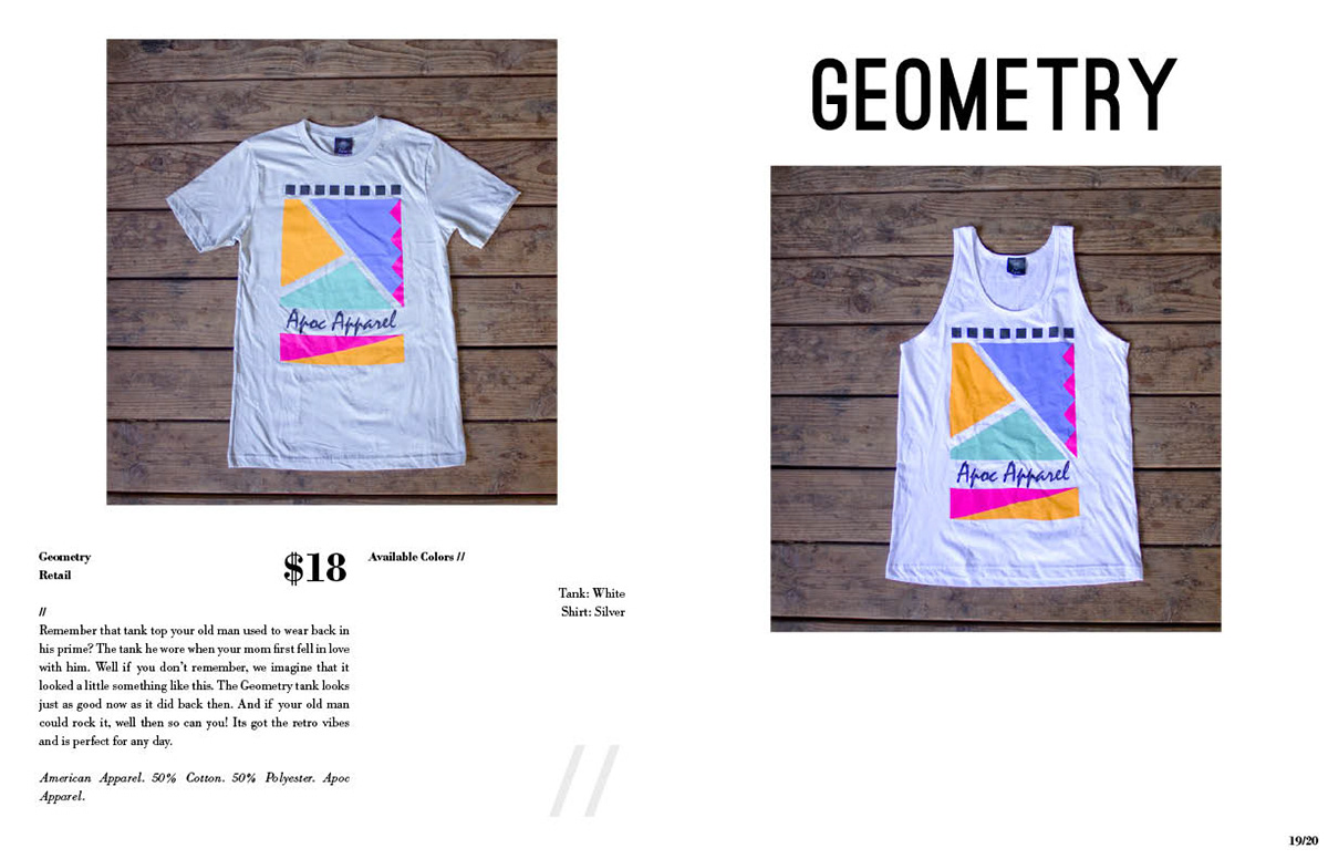 Apoc Apparel spring 2013 lookbook page layout design San Luis obispo