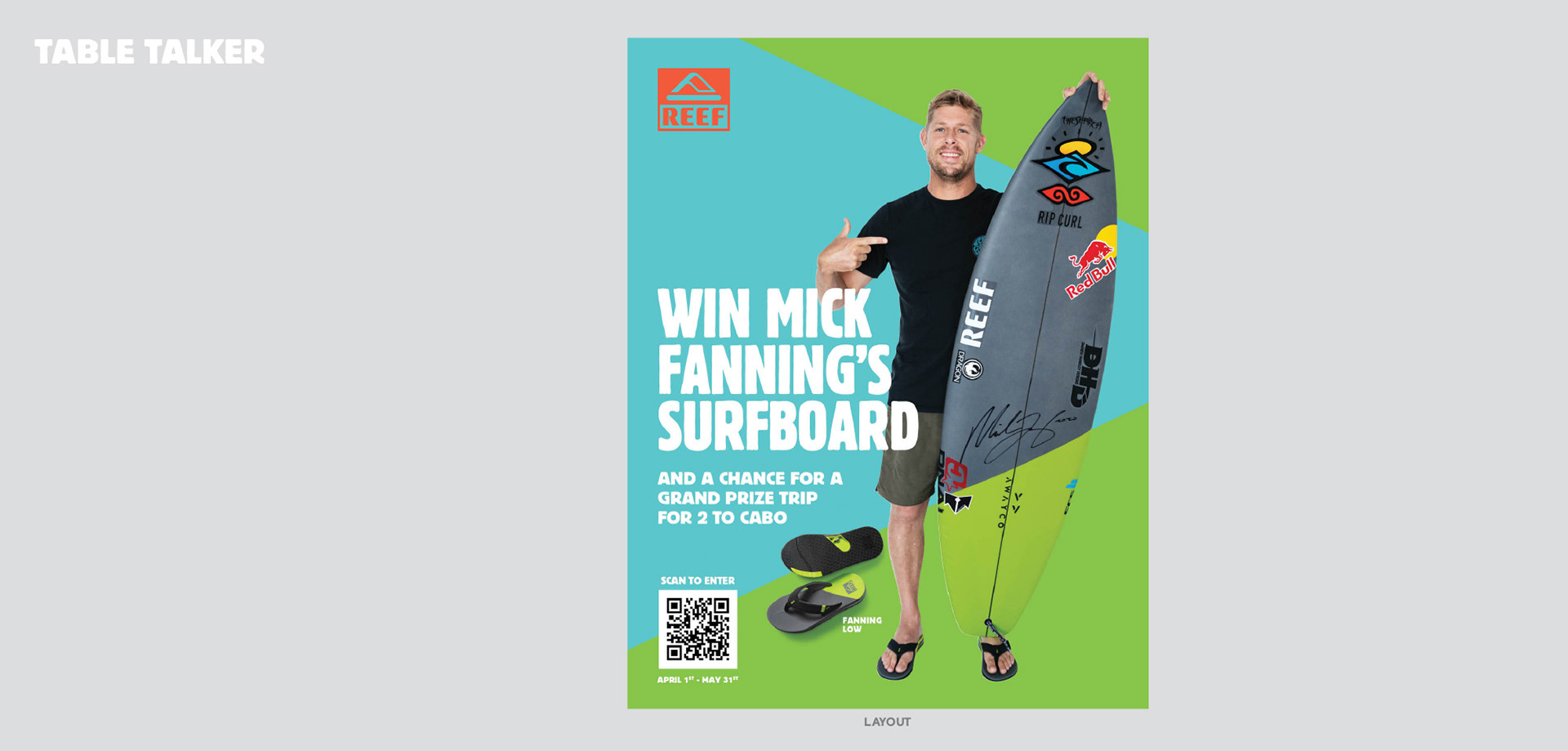 REEF Mick Fanning Surfboard sandal surf bottle opener promotion giveaway marketing