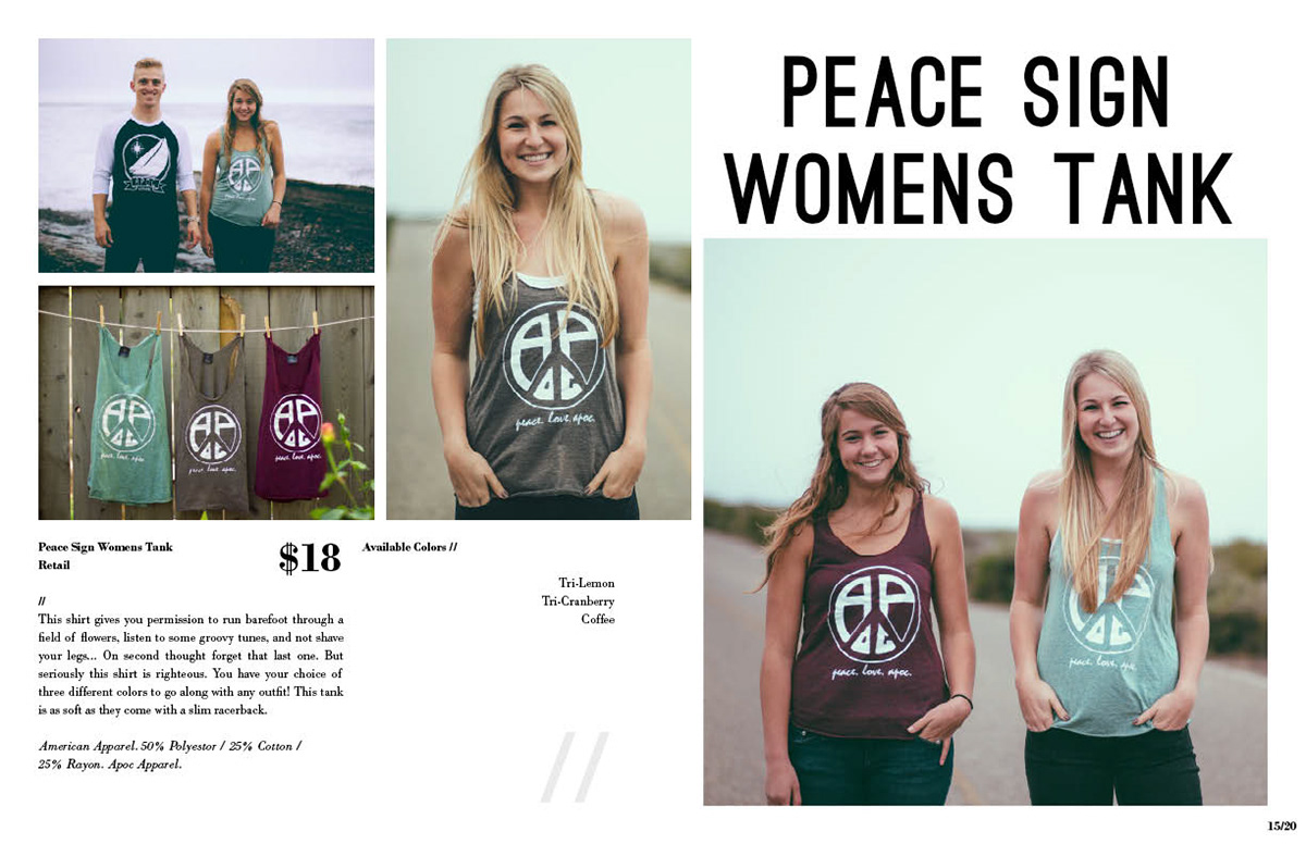Apoc Apparel spring 2013 lookbook page layout design San Luis obispo