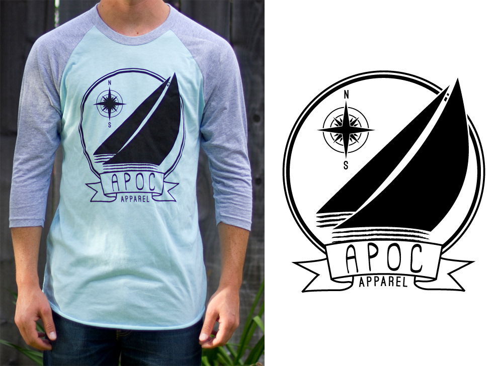 apoc apparel sale design tee shirt t-shirt san Luis obispo baseball 3/4 sleeve