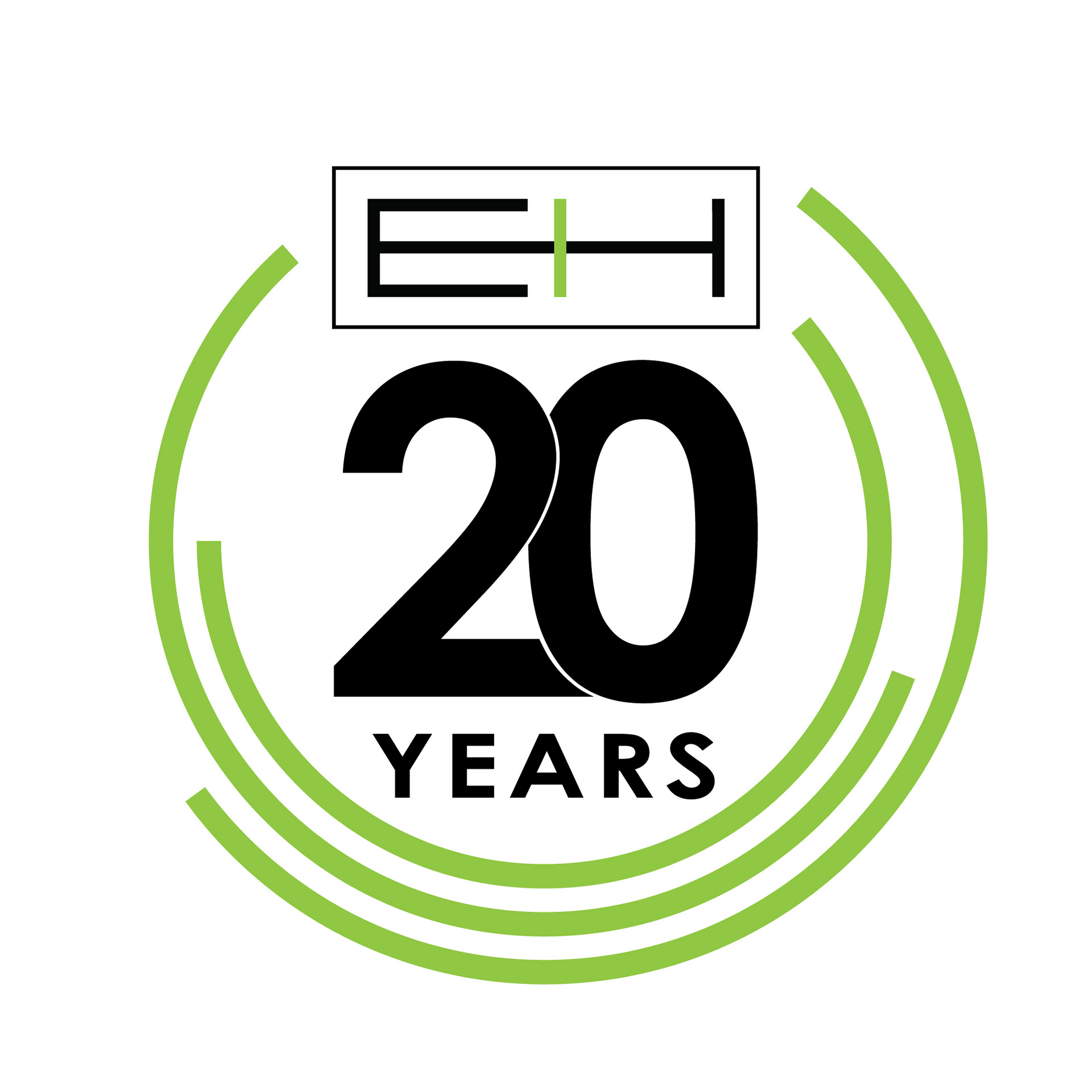 Erickson hall construction company 20 year anniversary logo design Escondido