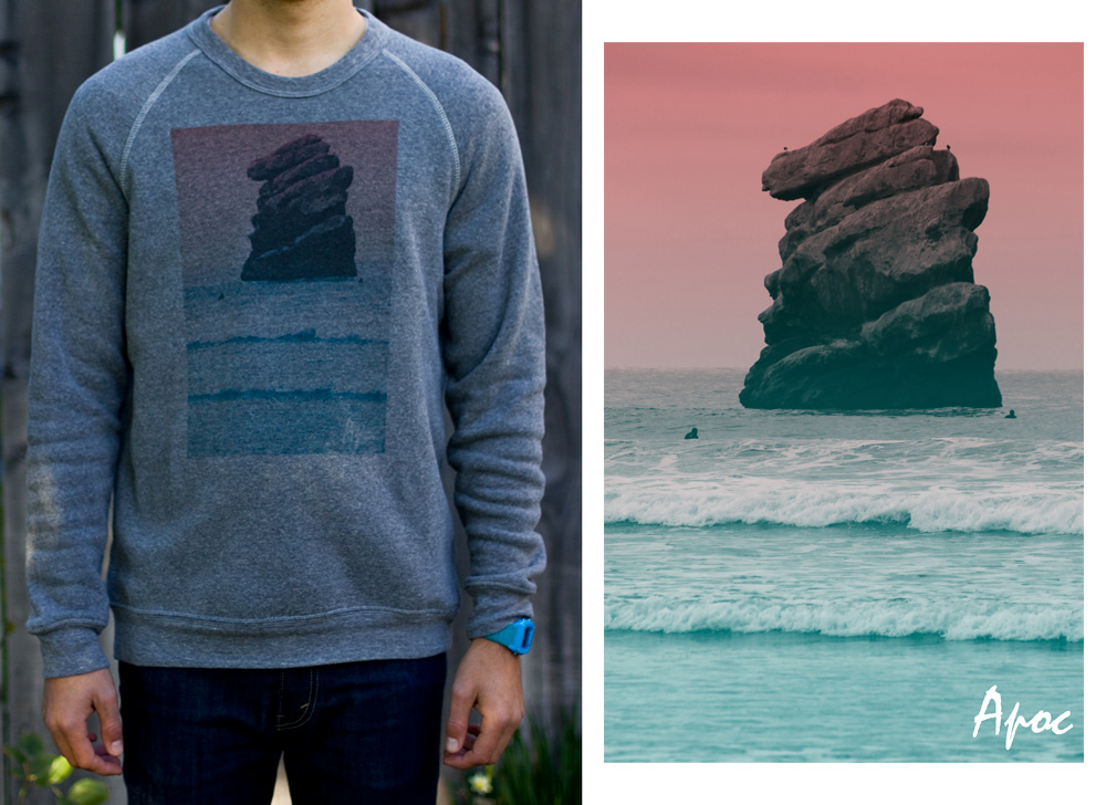 apoc apparel Morro bay rock design tee shirt t-shirt san Luis obispo crew neck sweatshirt