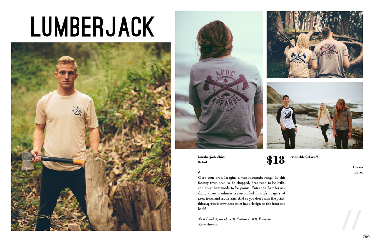 Apoc Apparel spring 2013 lookbook page layout design San Luis obispo