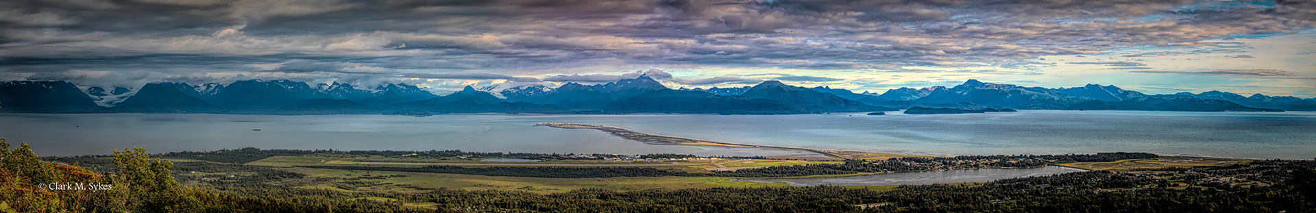 Panorama of Homer, Alaska. The famous Homer Spit extends out into Katchemak Bay (Image AK-29)