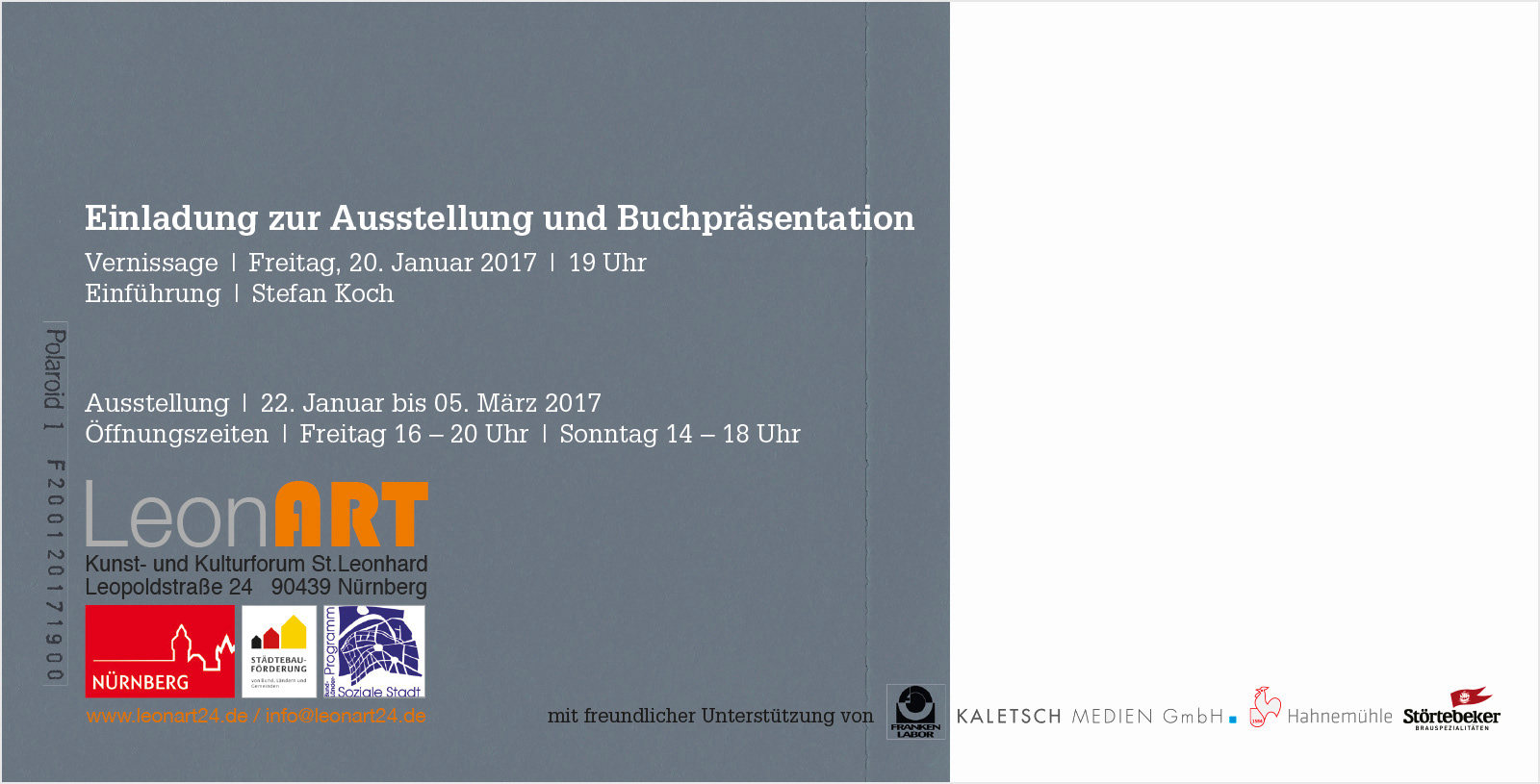 Ausstellung und Buchpräsentation des Camera Obscura Projekts Lange Zeit - Lichtbilder der Baltischen See in der Galerie LeonART in Nürnberg