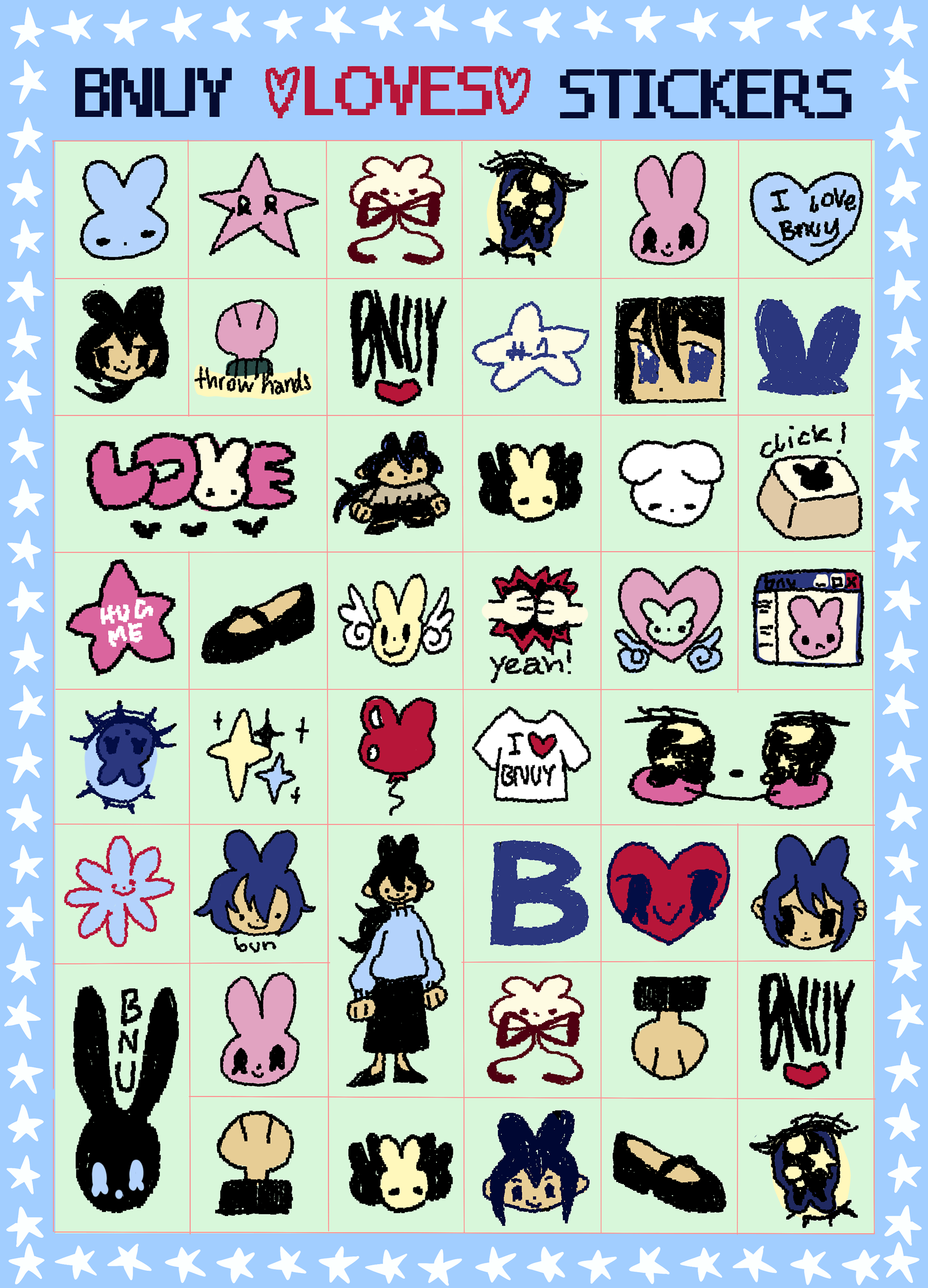 bnuy sticker sheet