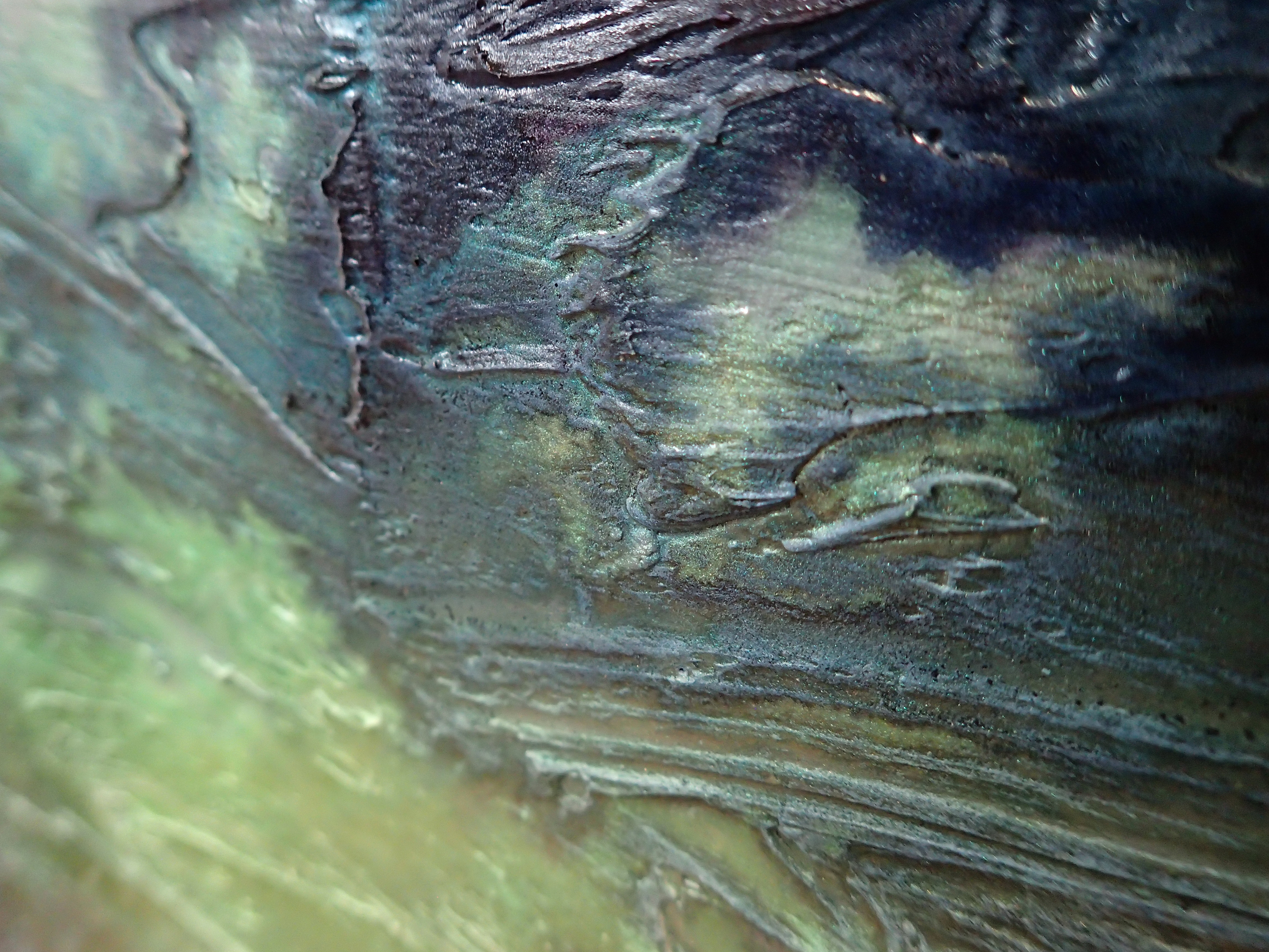 Macro of the painting Northern Lights - Watercolor/Texture/Pigment painting