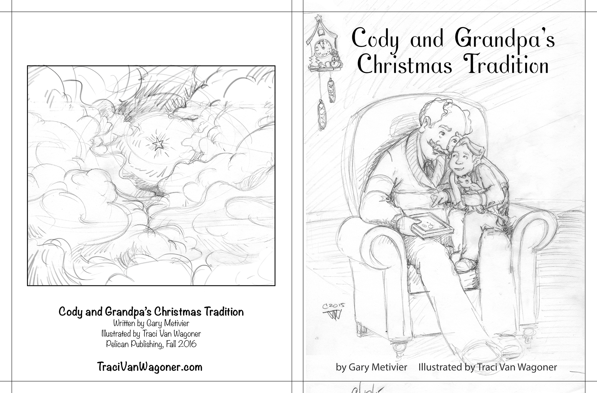 Cody and Grandpa's Christmas Tradition cover sketch by Traci Van Wagoner at Imagine That! Design
