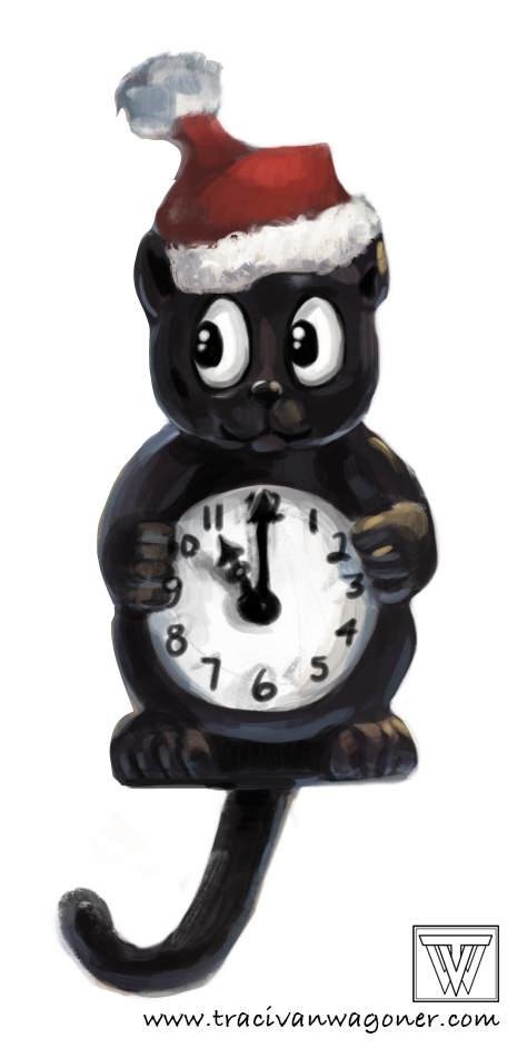 Cat clock from Cody and Grandpa's Christmas Tradition illustrated by Traci Van Wagoner