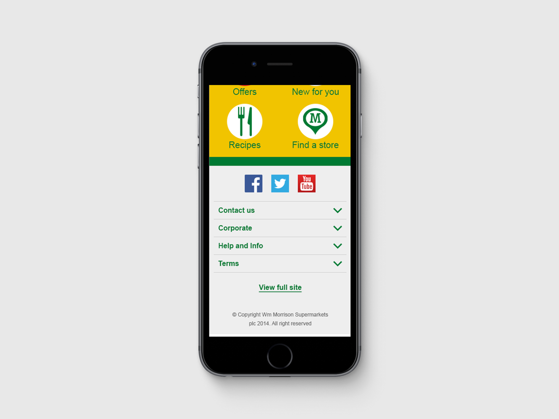 Simplified footer and link to view the full site.