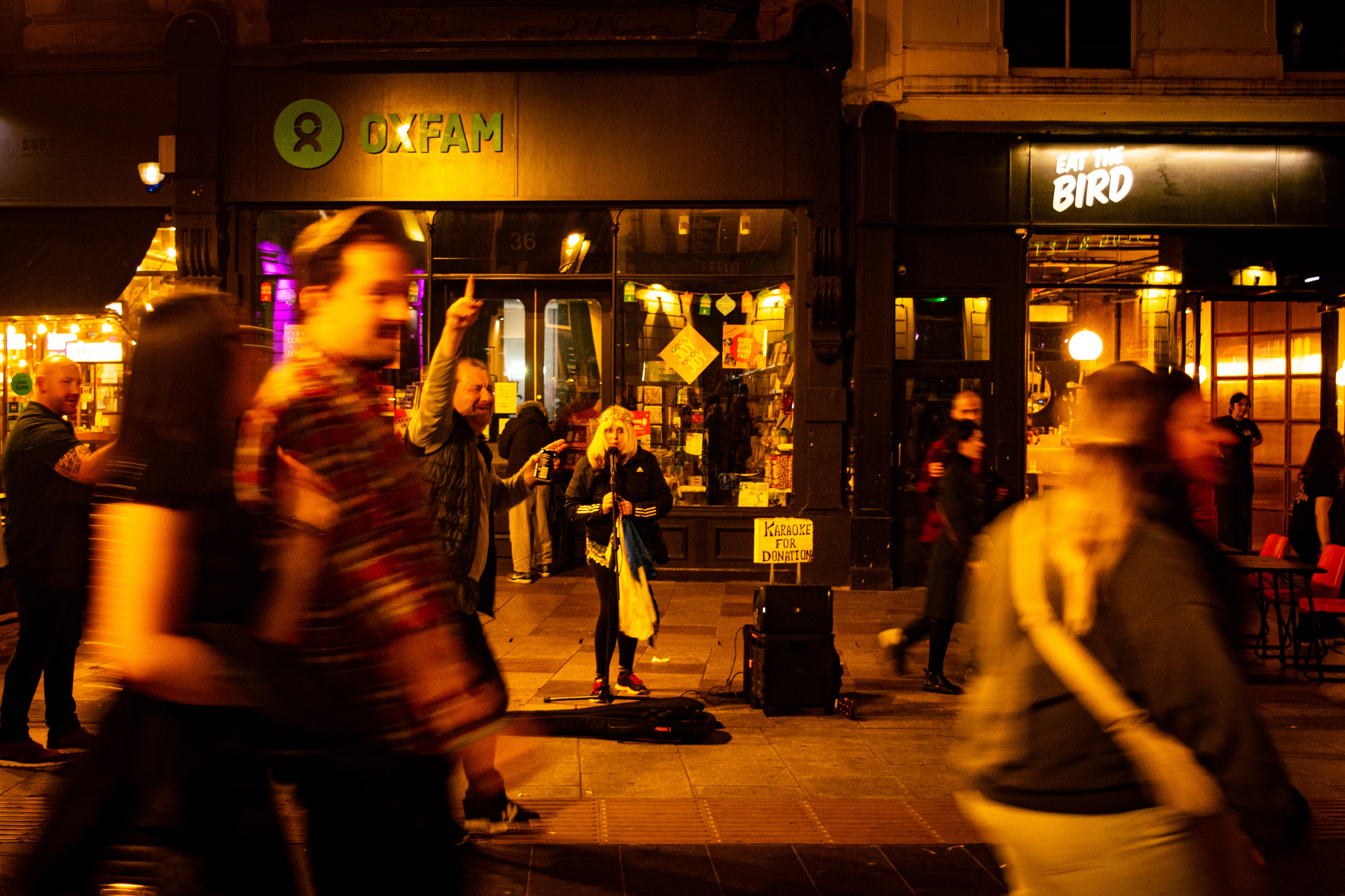 People having fun at the 'Karaoke for Donation'.
