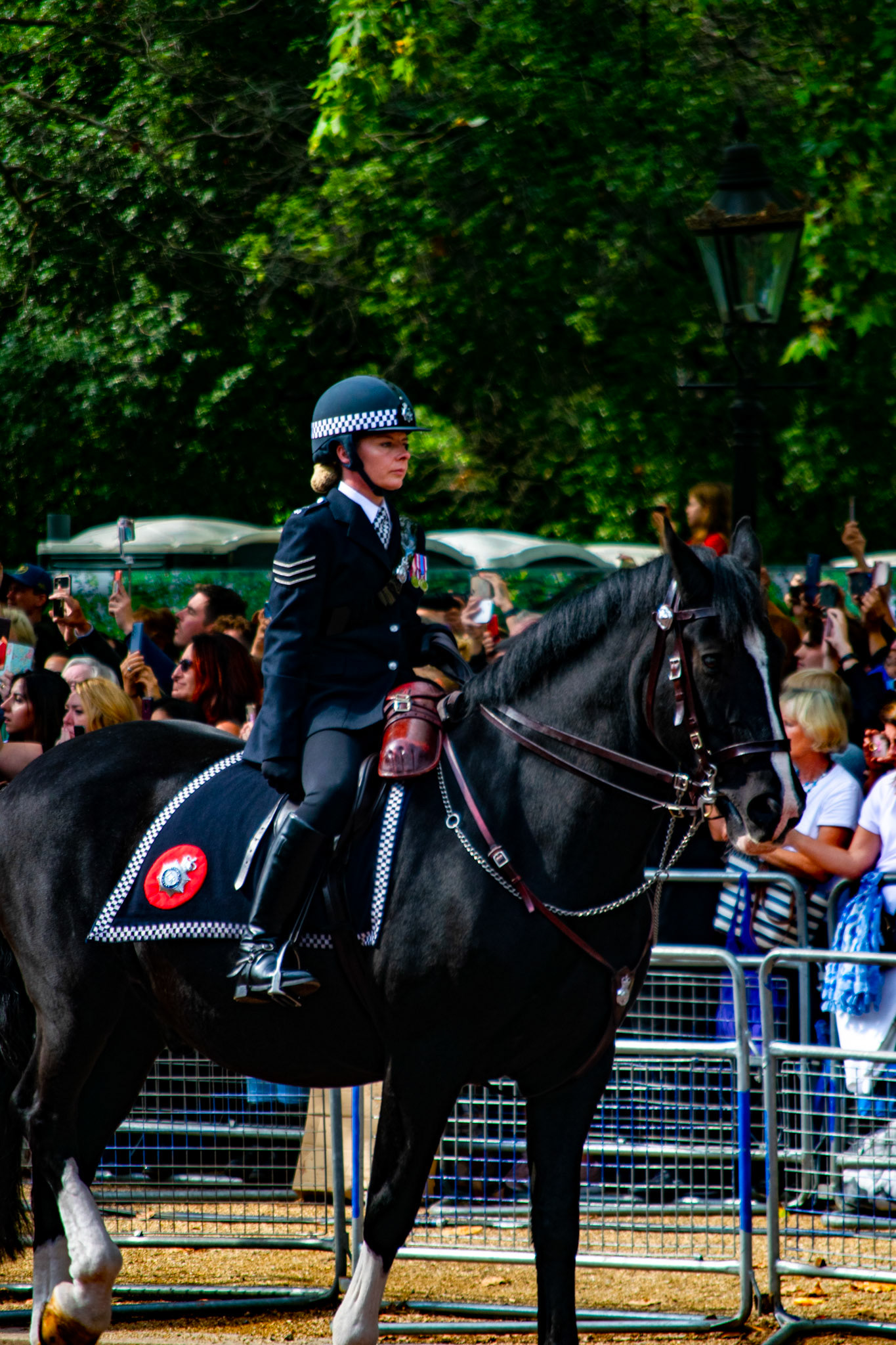 At 2:22 pm, as the Scot Guards and the Grenadier Guards started playing the funeral march, the Royal Procession proceeded with the Metropolitan Police officers on horses.