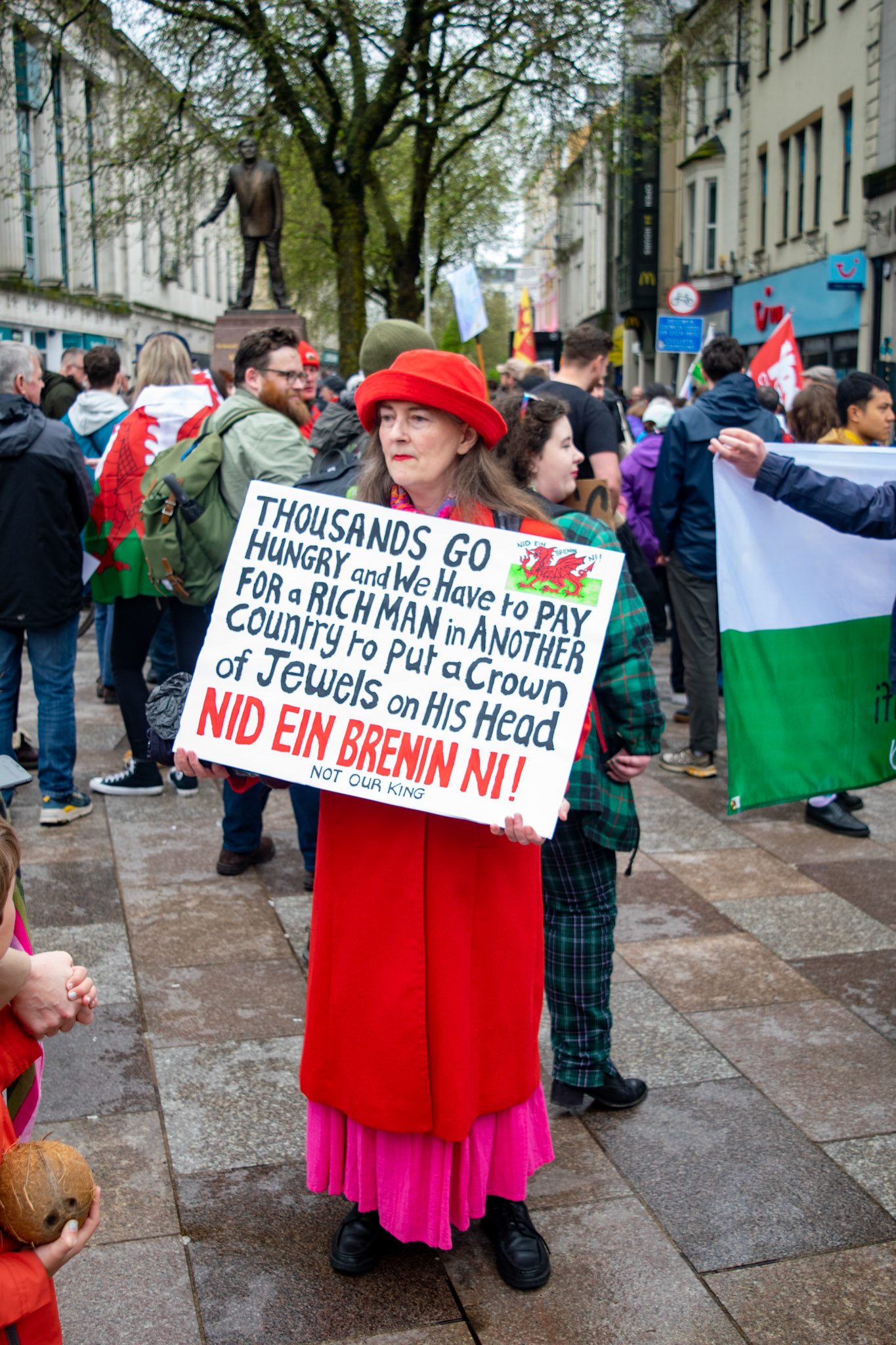 The protesters were holding placards.