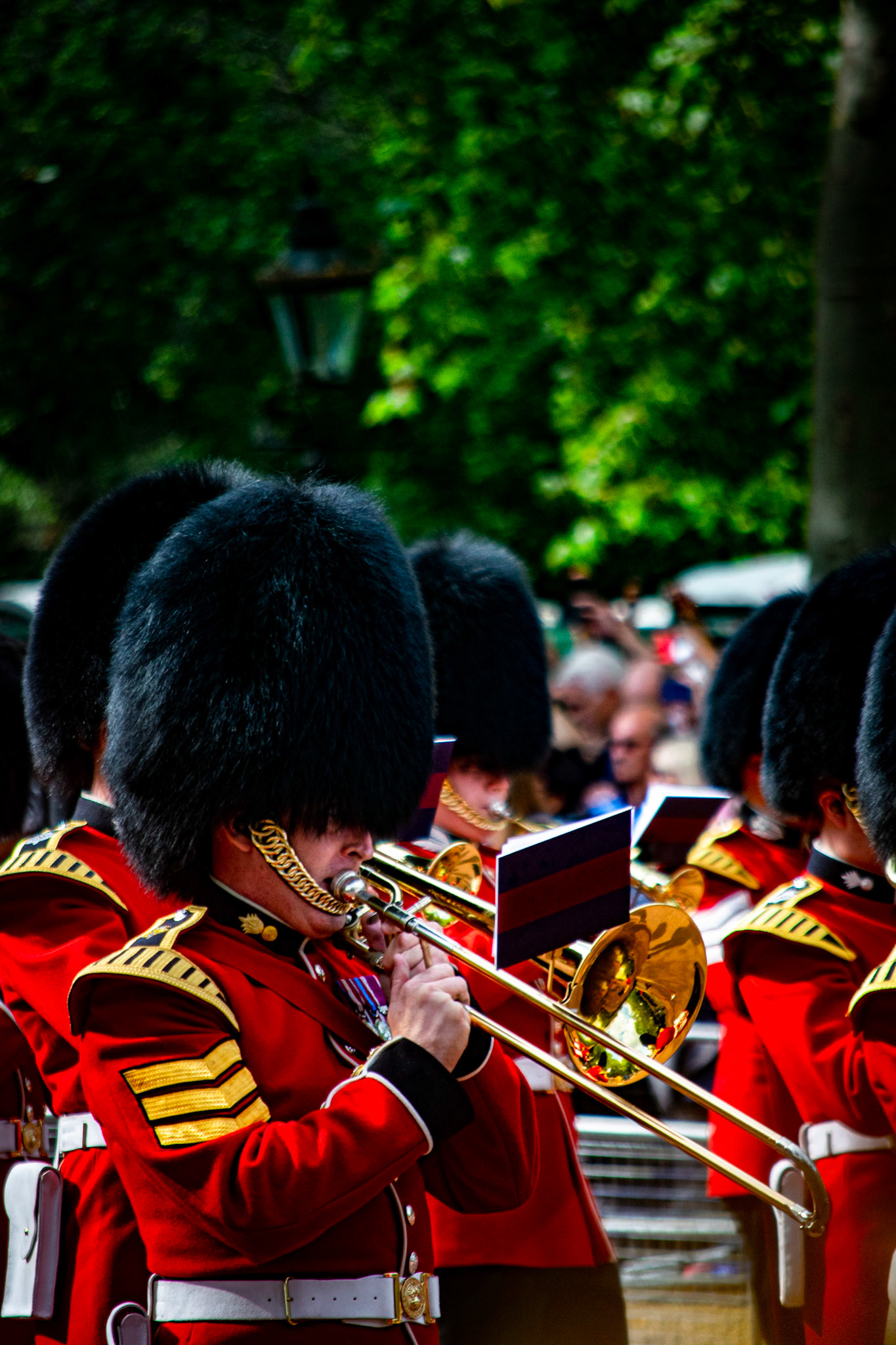 The band of the Scott Guards and Grenadier Guards played the funeral march.