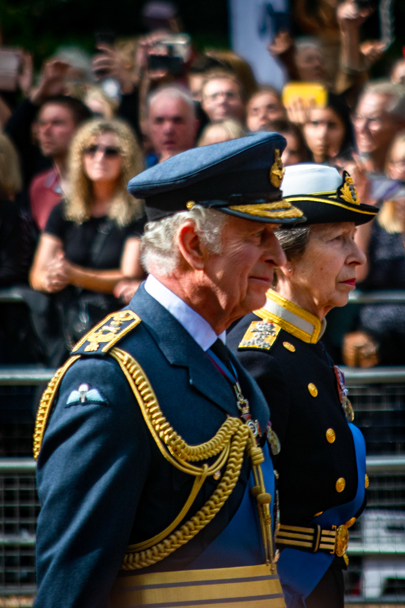 King Charles III and Princess Royal Anne walked behind the Queen's coffin, the brother and sister behind their mother.