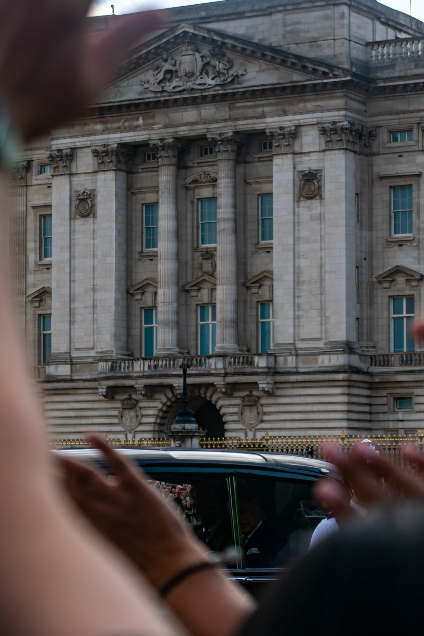 The crowd greets their new monarch on the first glimpse of 'His Majesty' King Charles III.