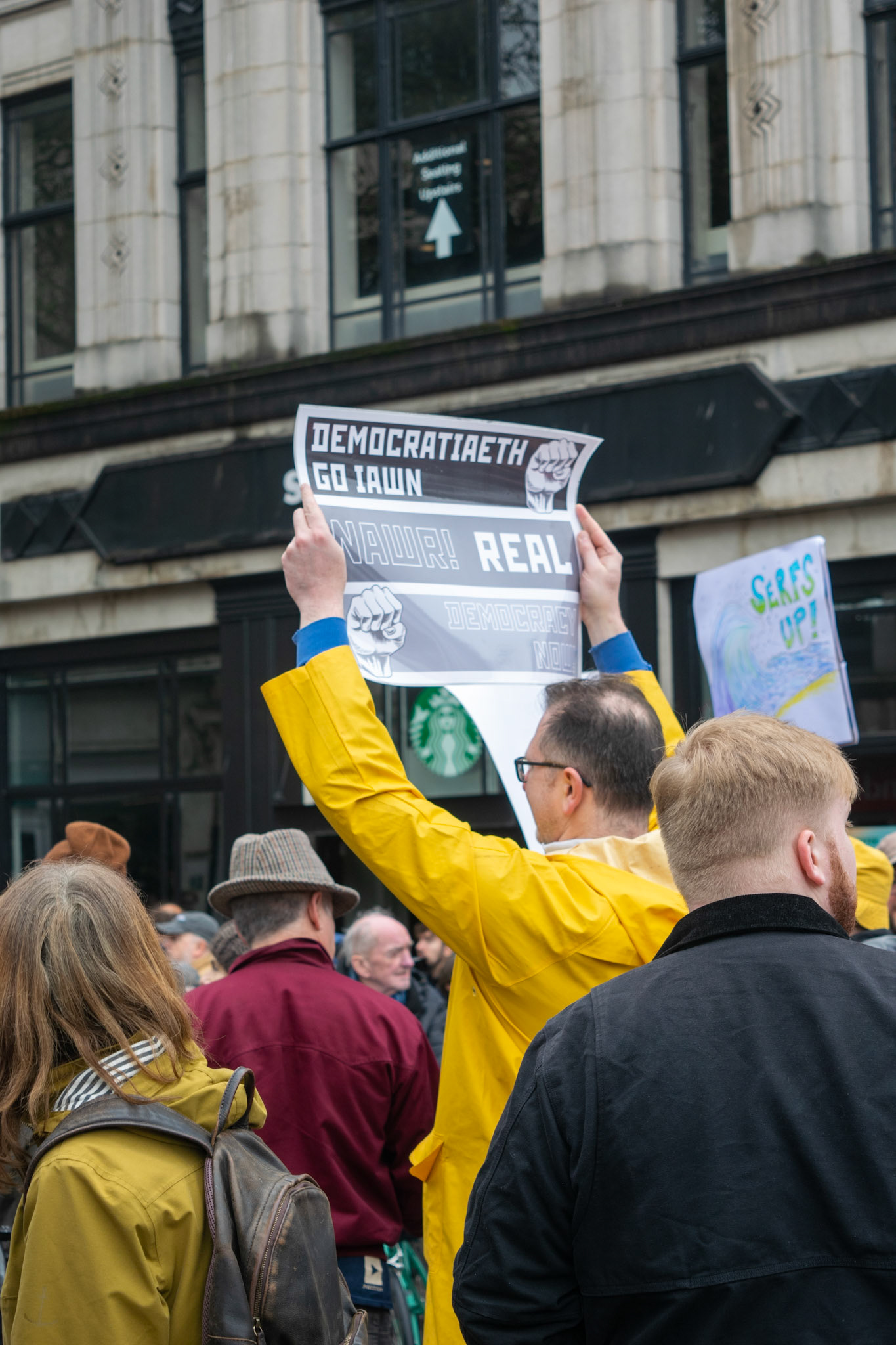 The protesters were holding placards.