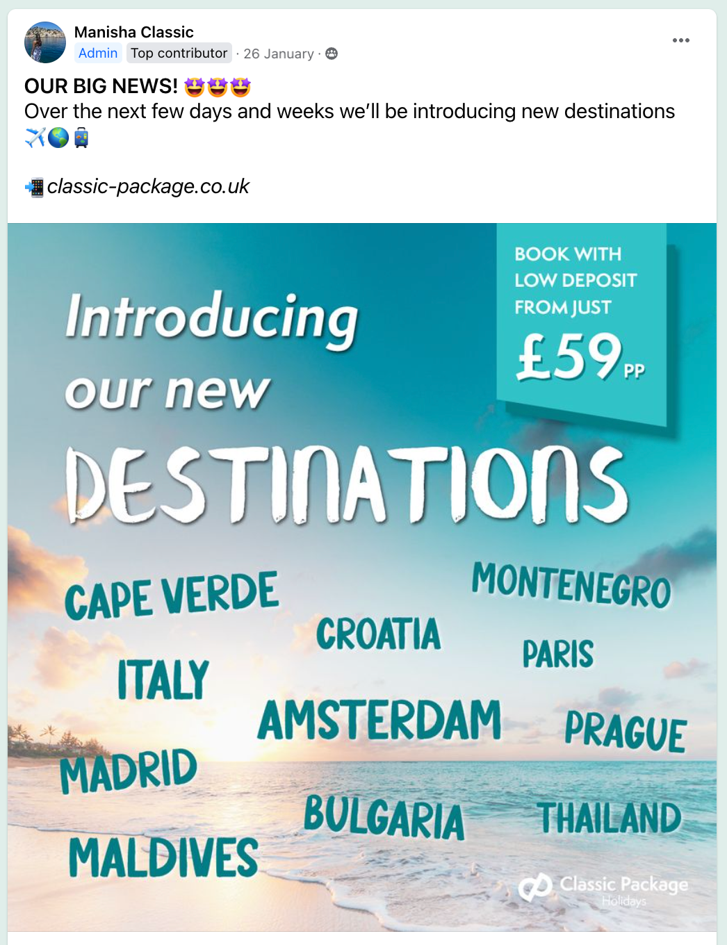 New Destinations Launch Post