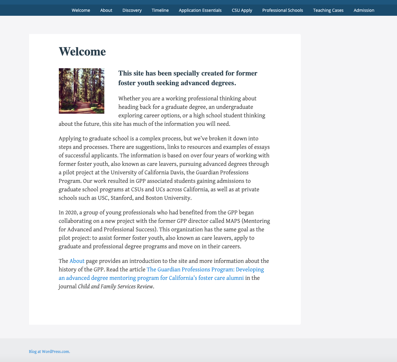 Screenshot of the old website