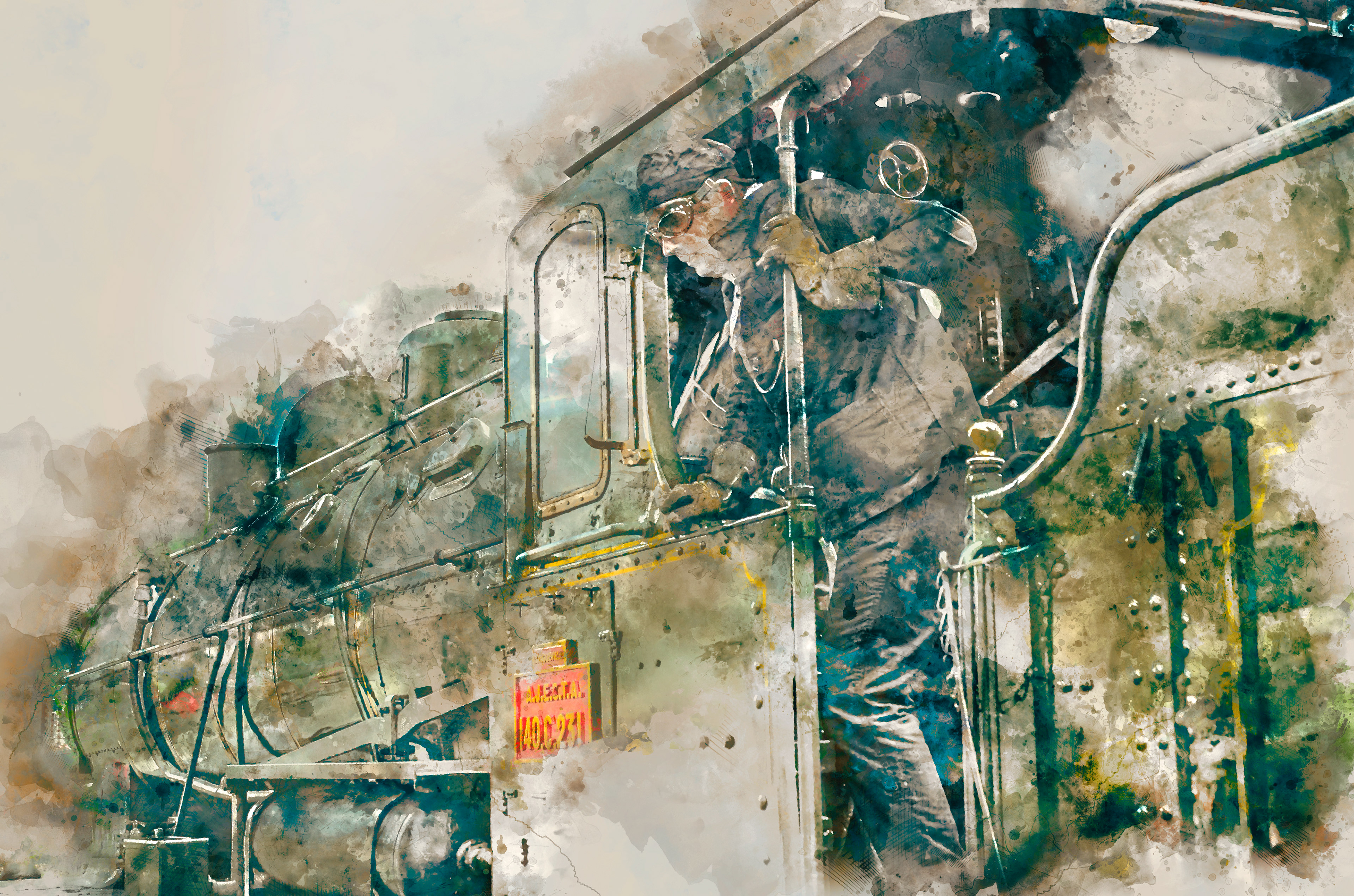 Cheminot sur sa machine