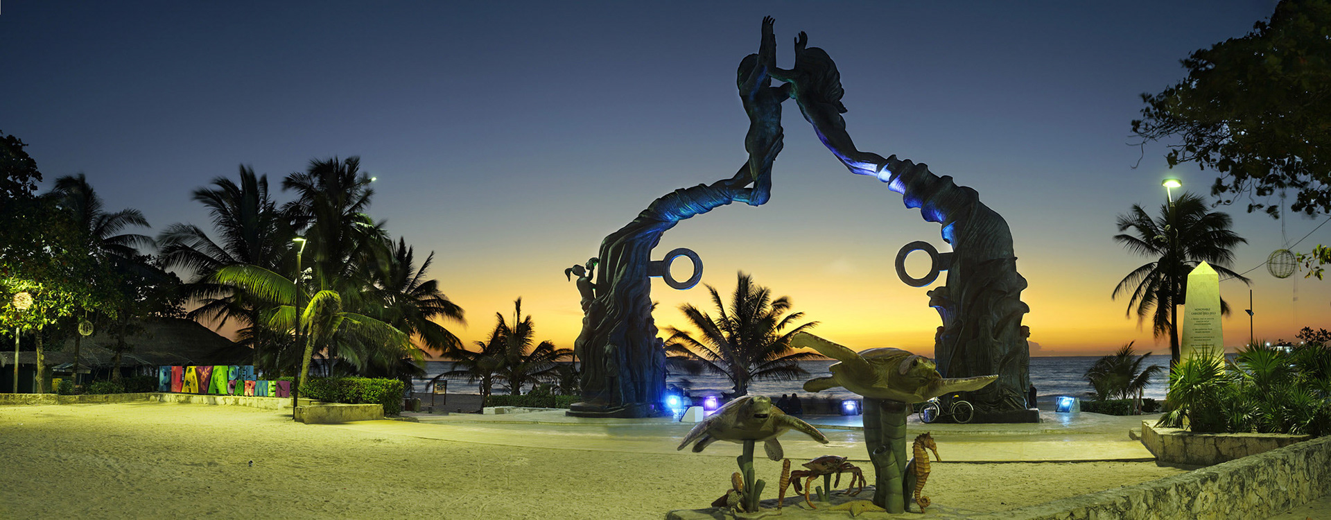 L'entrée de la plage de Play del Carmen. Mexique.