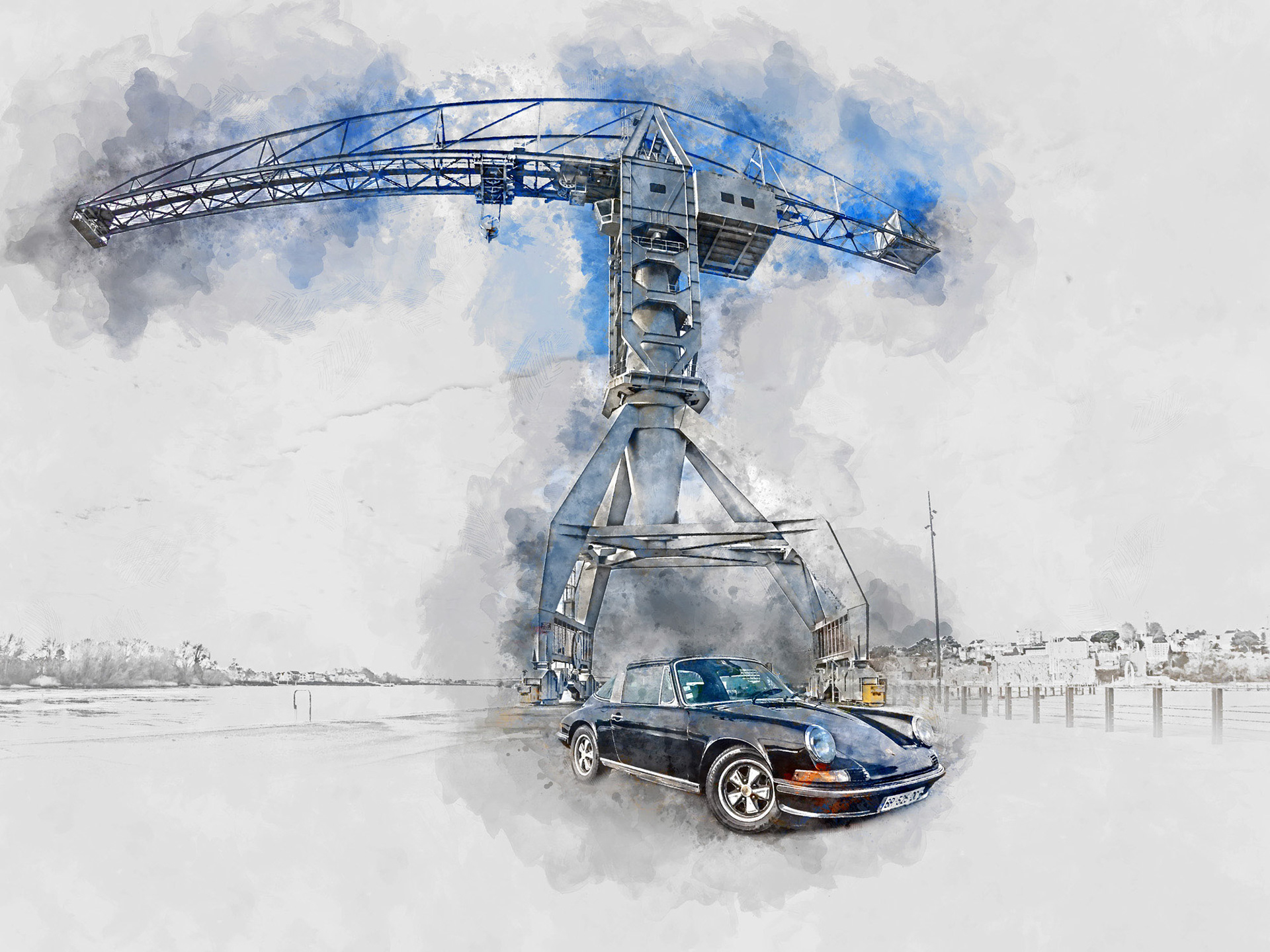 Grue Titan et Porshe 911 Targa