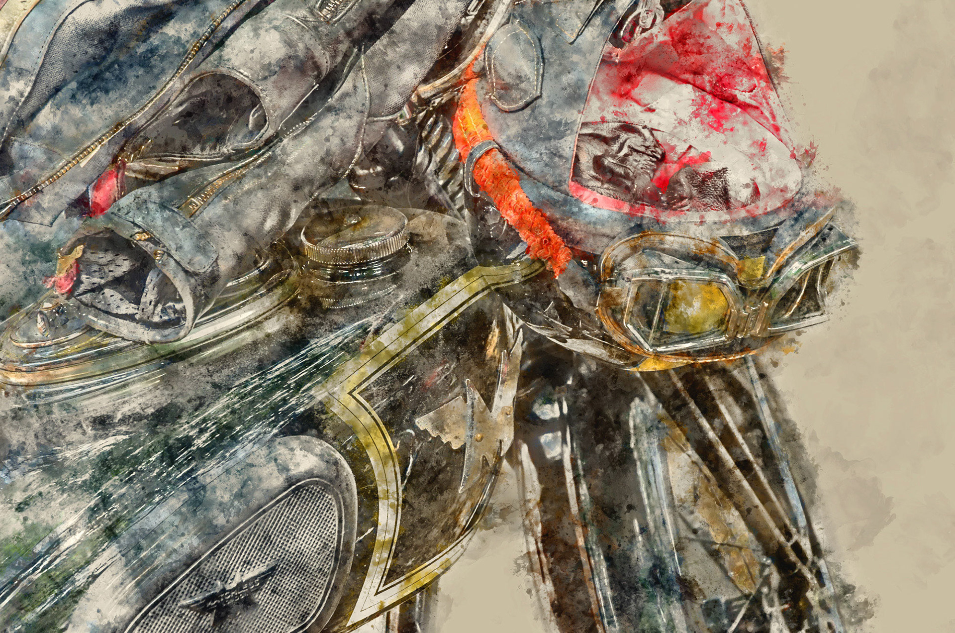 Moto Matchless et casque vintage