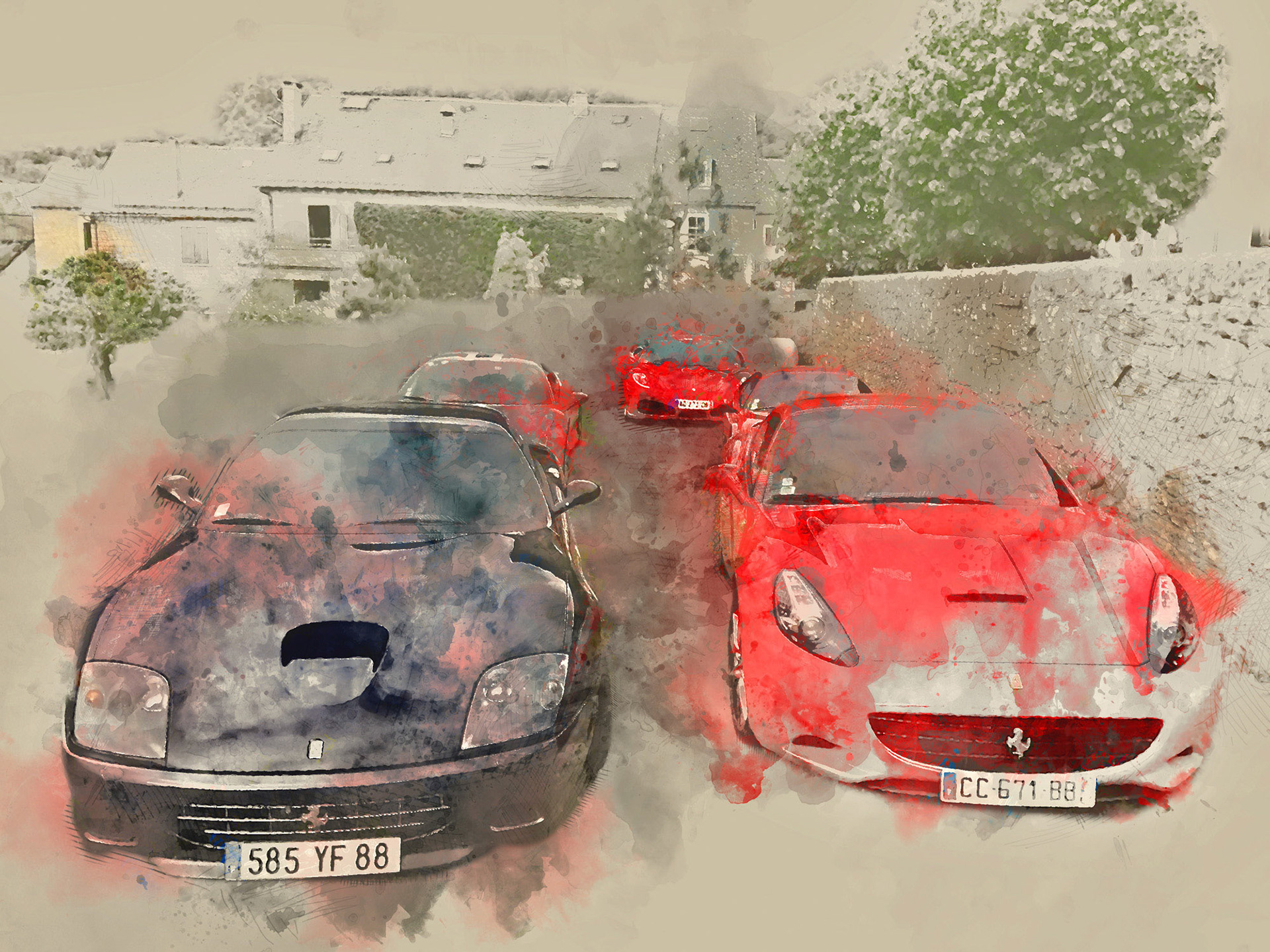 Ferrari rouge et Ferrari noire