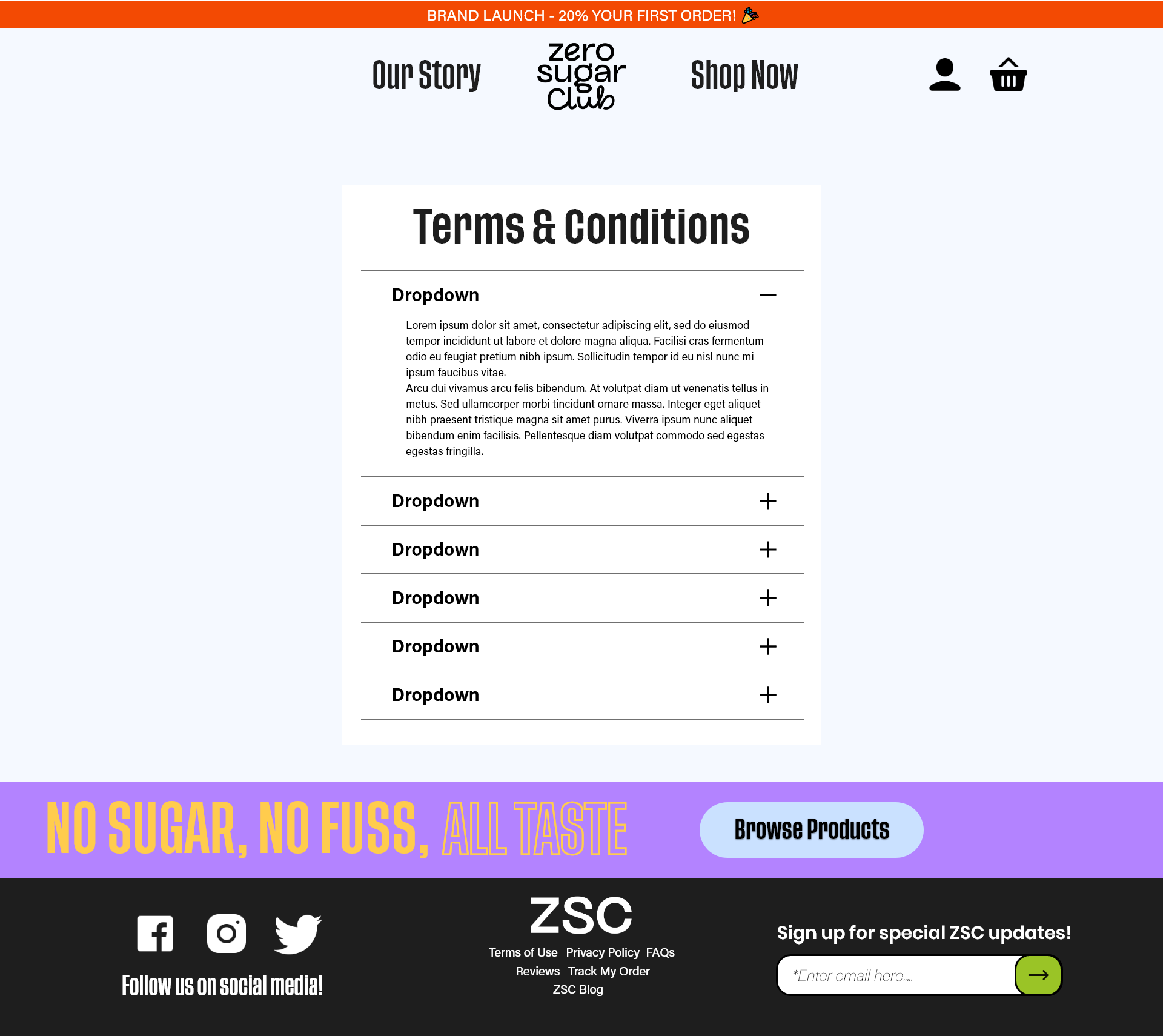 T&C page