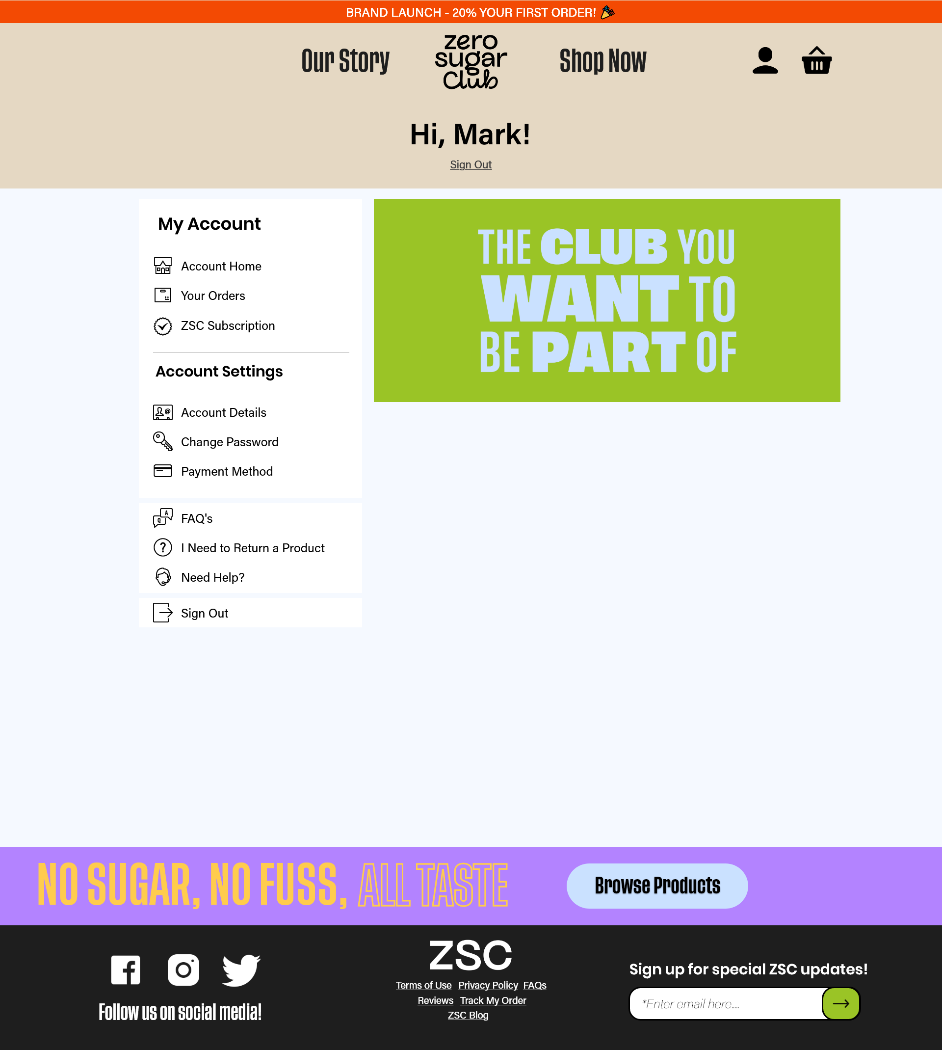 Account page