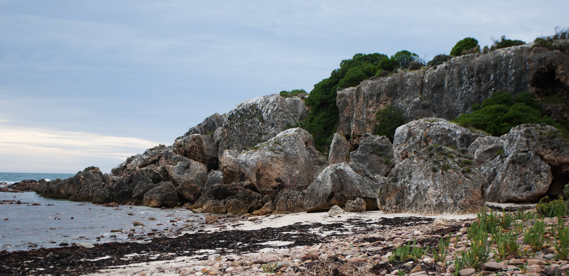 Panorama of thr rocks at Stokes Bay, Kangaroo Island