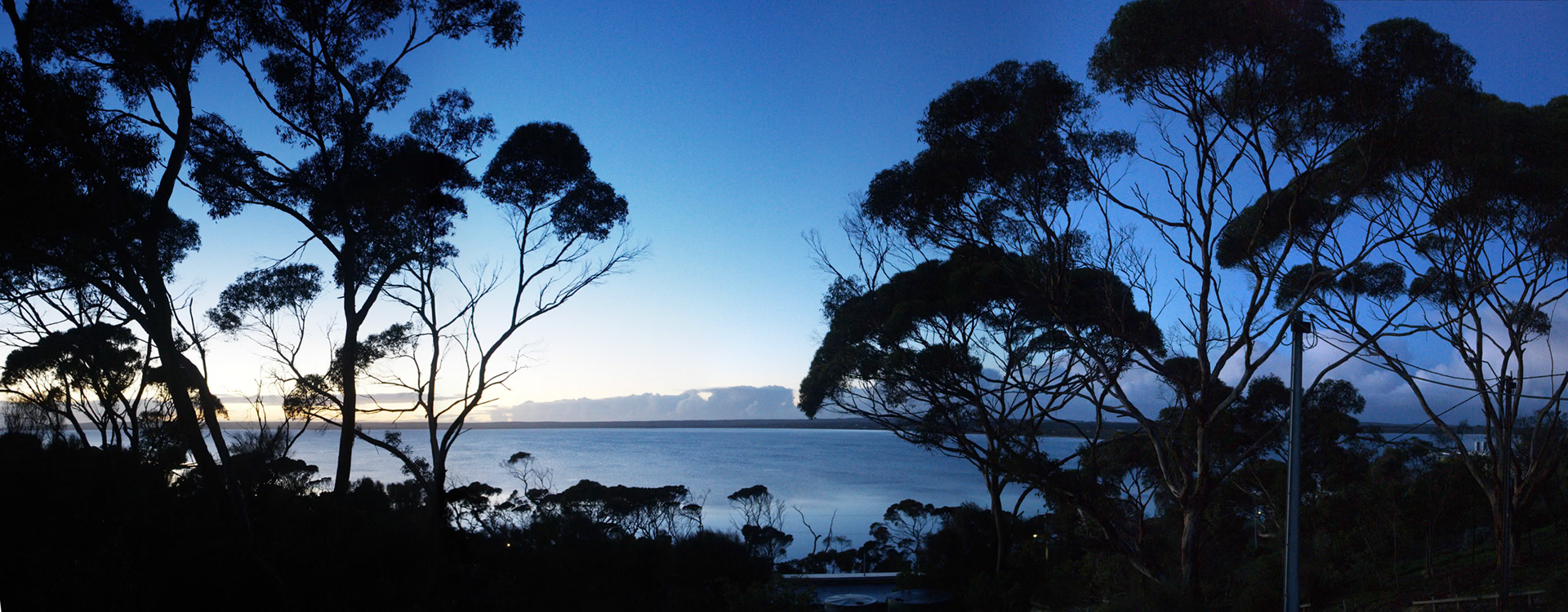 Dawn view from our balcony at Wanderer's Rest, American River, Kangaroo Island