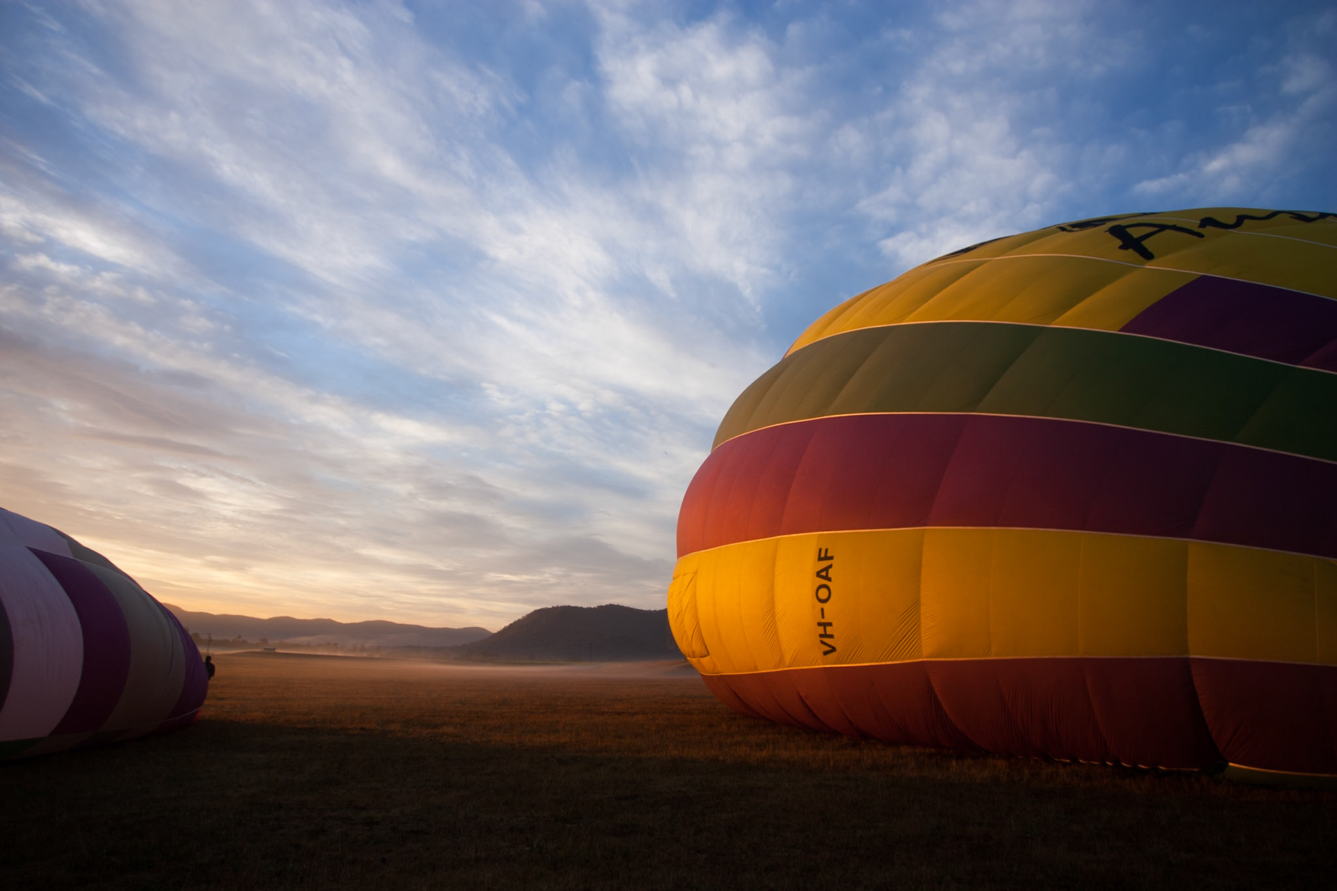 Hot air balloon ride in the Hunter Valley, New South Wales.