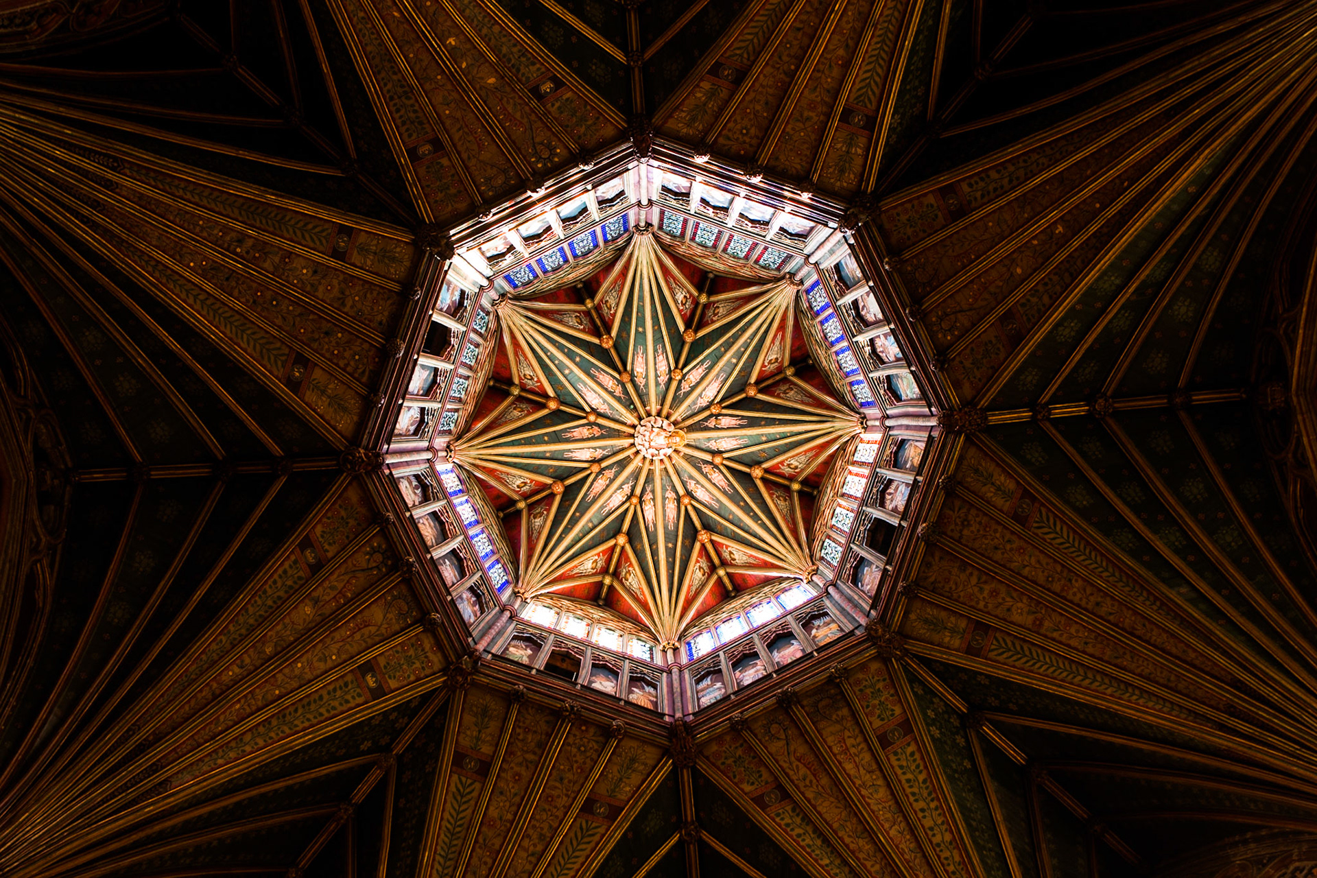 Octagon tower ceiling, Ely Cathedral, Cambridgeshire