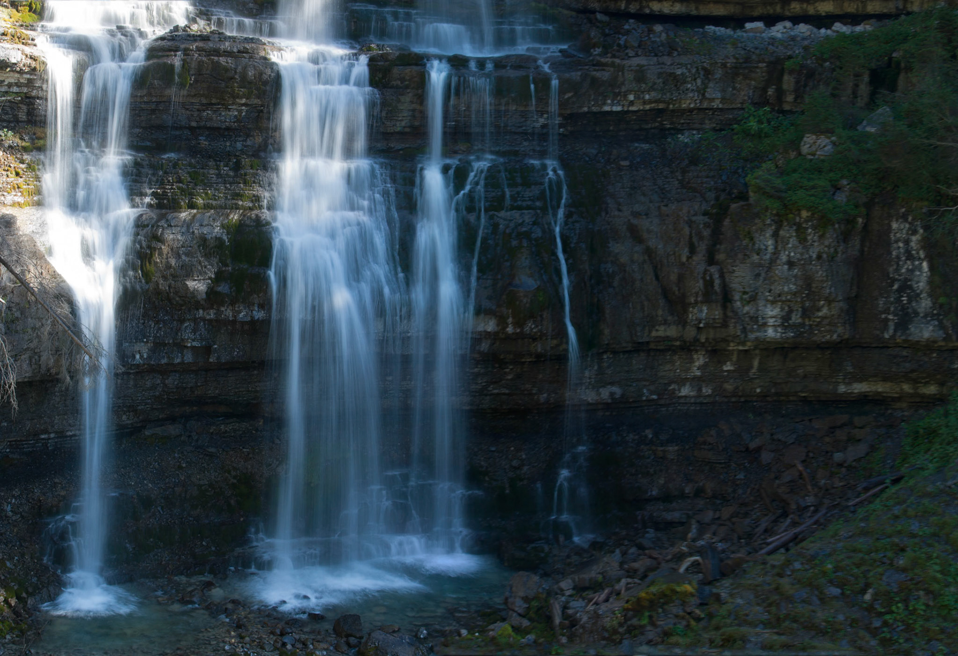 Panorama of a waterfall, Madonna di Campiglio.