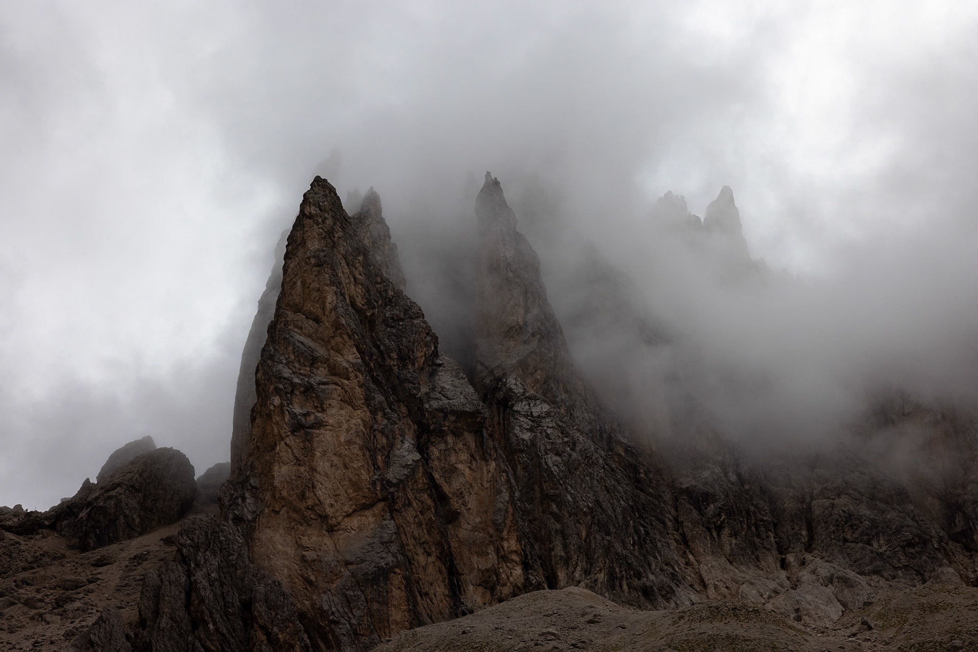 Passo Sella, Sassolungo, Selva di Val Gardena, Dolomites, South Tyrol, Italy