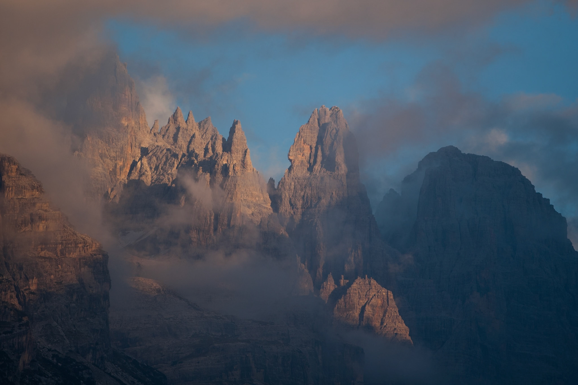 Dolomite peaks and mist, Madonna di Campiglio.
