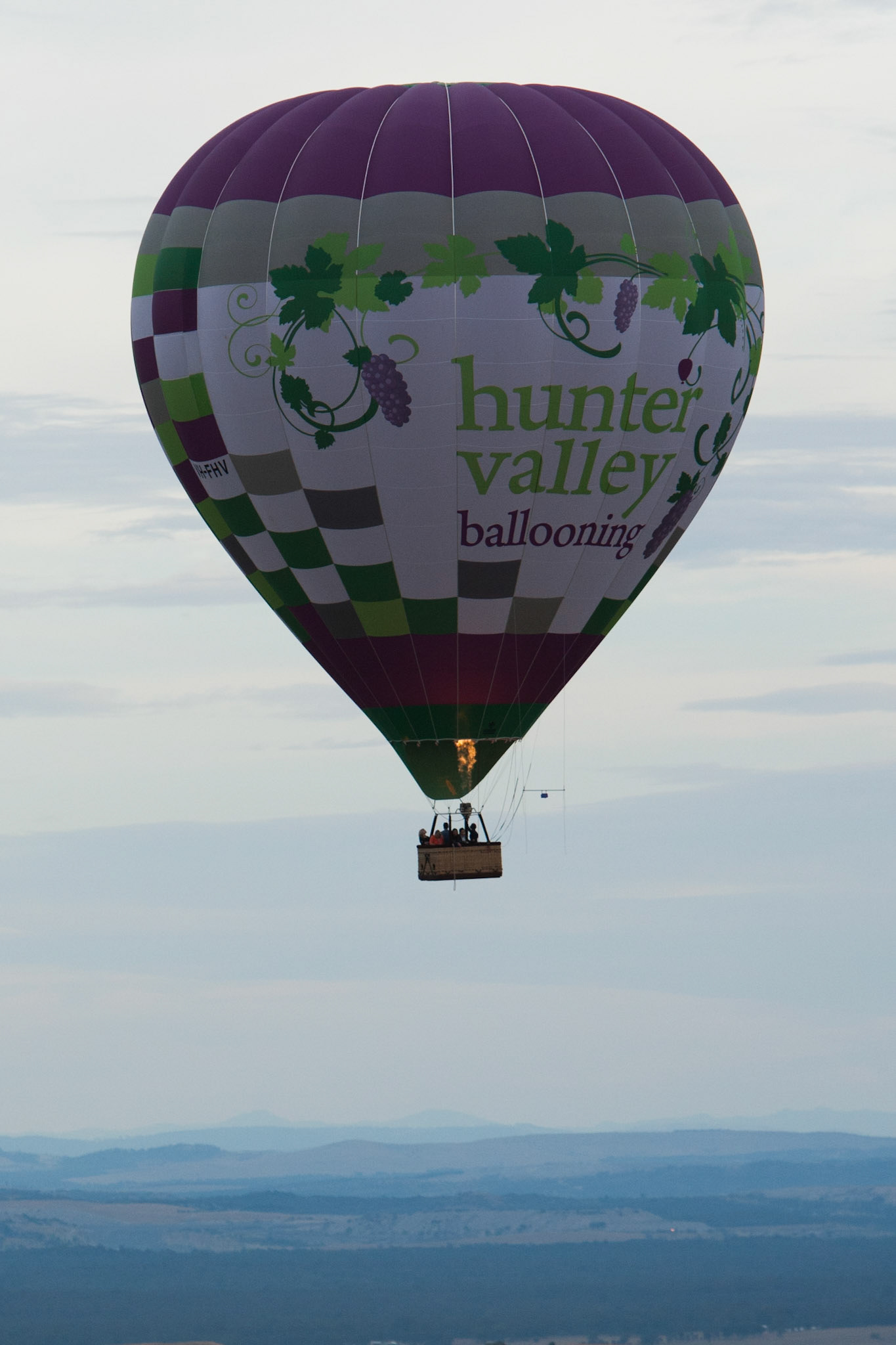 Hot air balloon ride in the Hunter Valley, New South Wales.