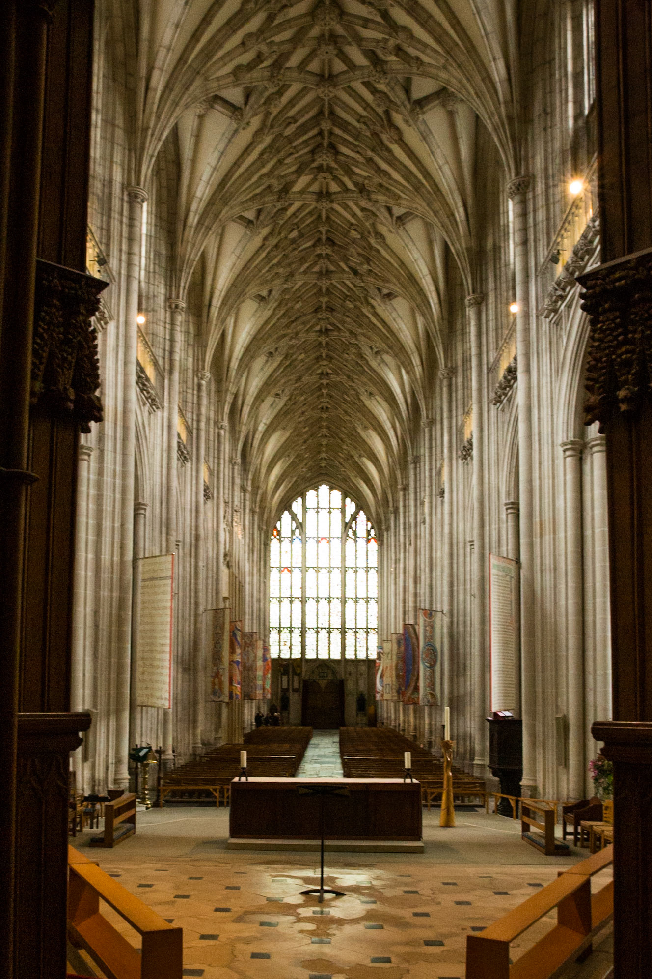 Winchester Cathedral, founded in 642, in Winchester, Hampshire, England
